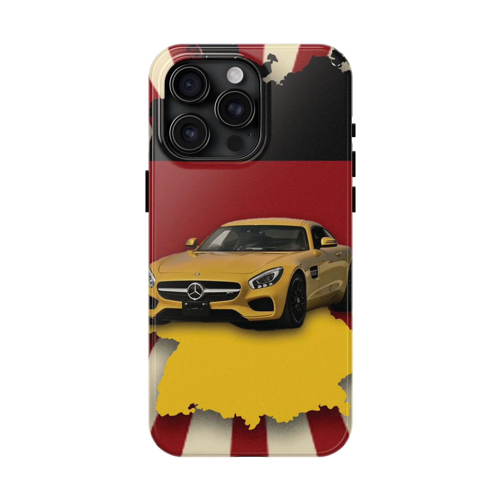 Mercedes Sports Car Tough Phone Case — Yellow GT on Red & Black Background - DiwaKi