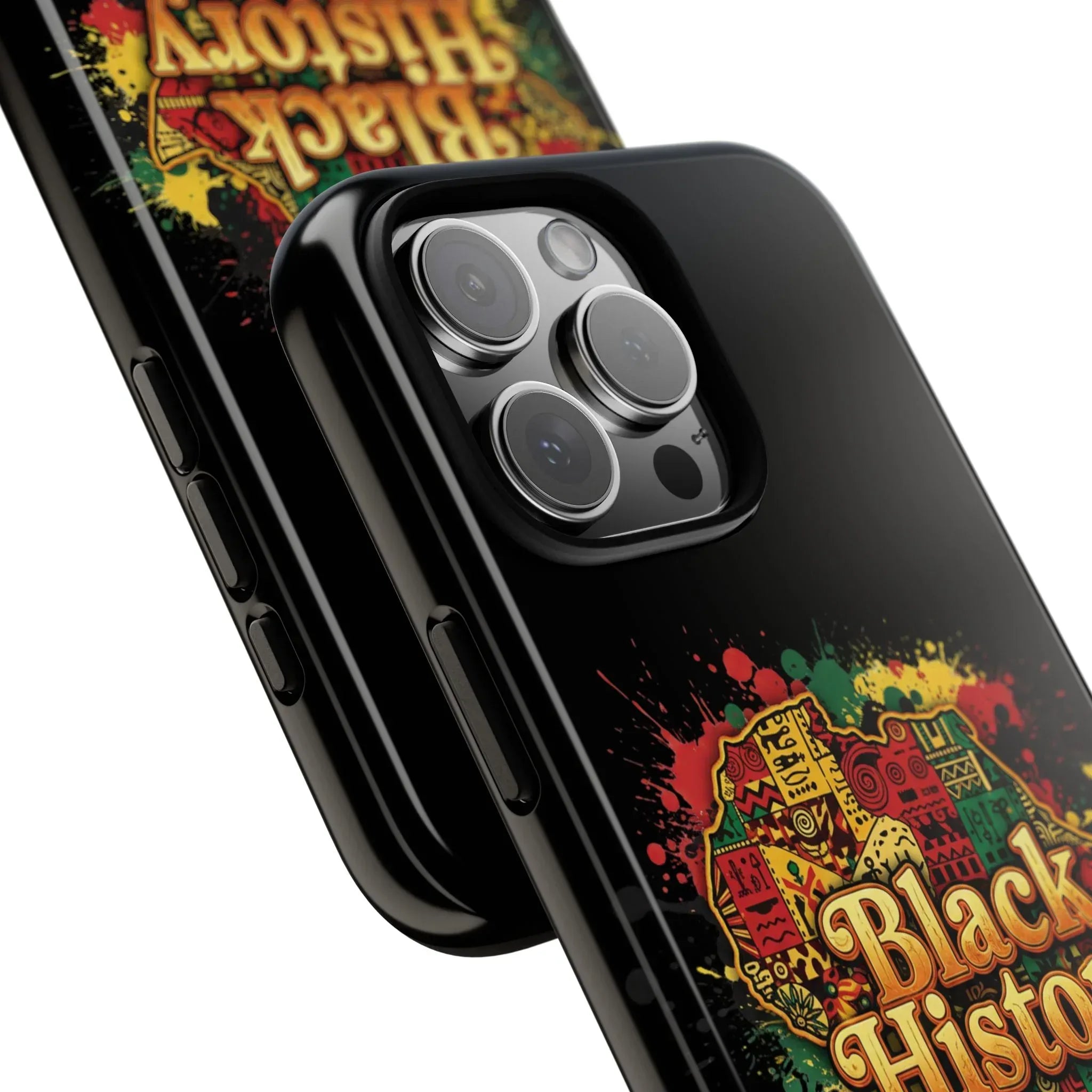 Black History Phone Case — Afrocentric Map Design, Bold Red‑Green‑Gold Splash - DiwaKi