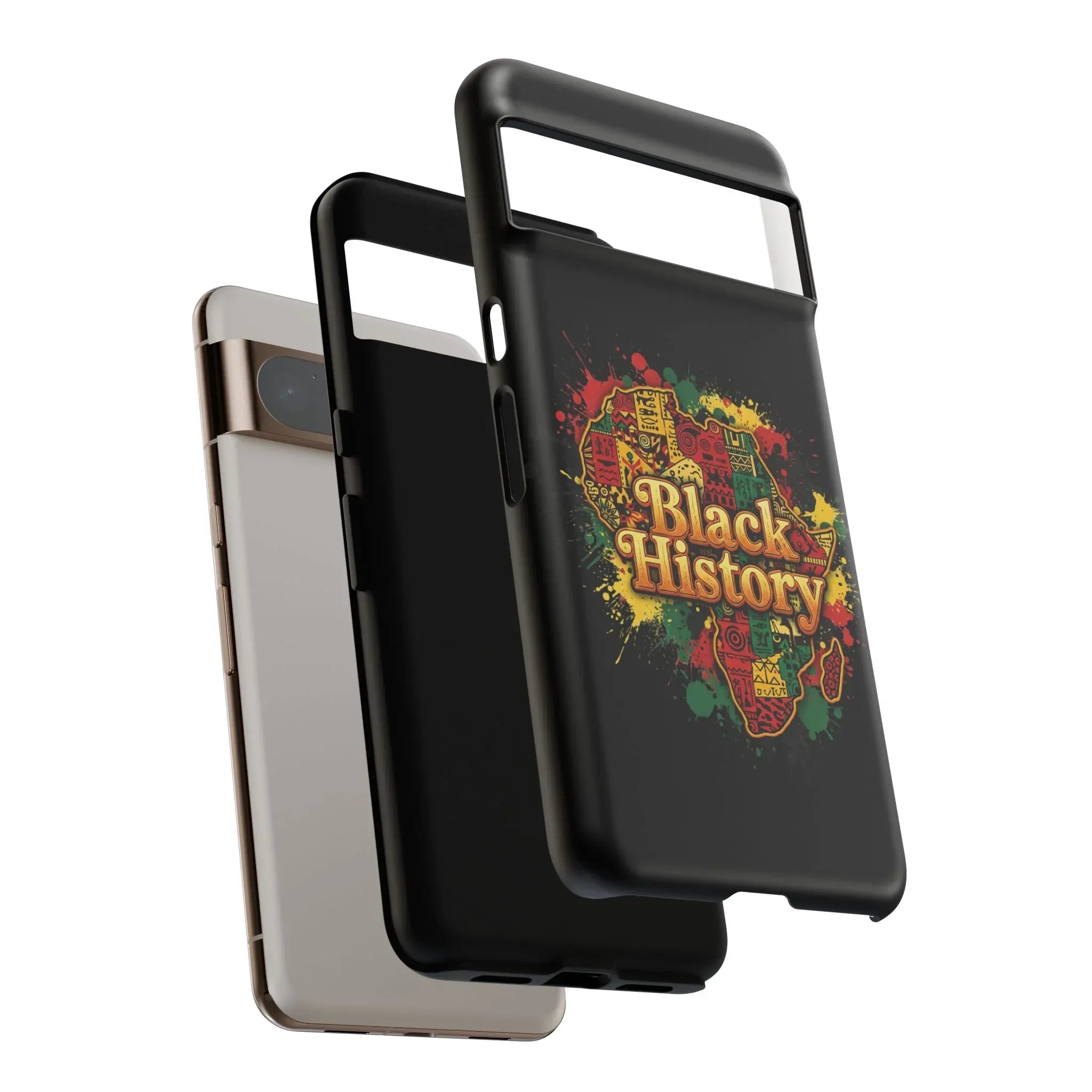 Black History Phone Case — Afrocentric Map Design, Bold Red‑Green‑Gold Splash - DiwaKi
