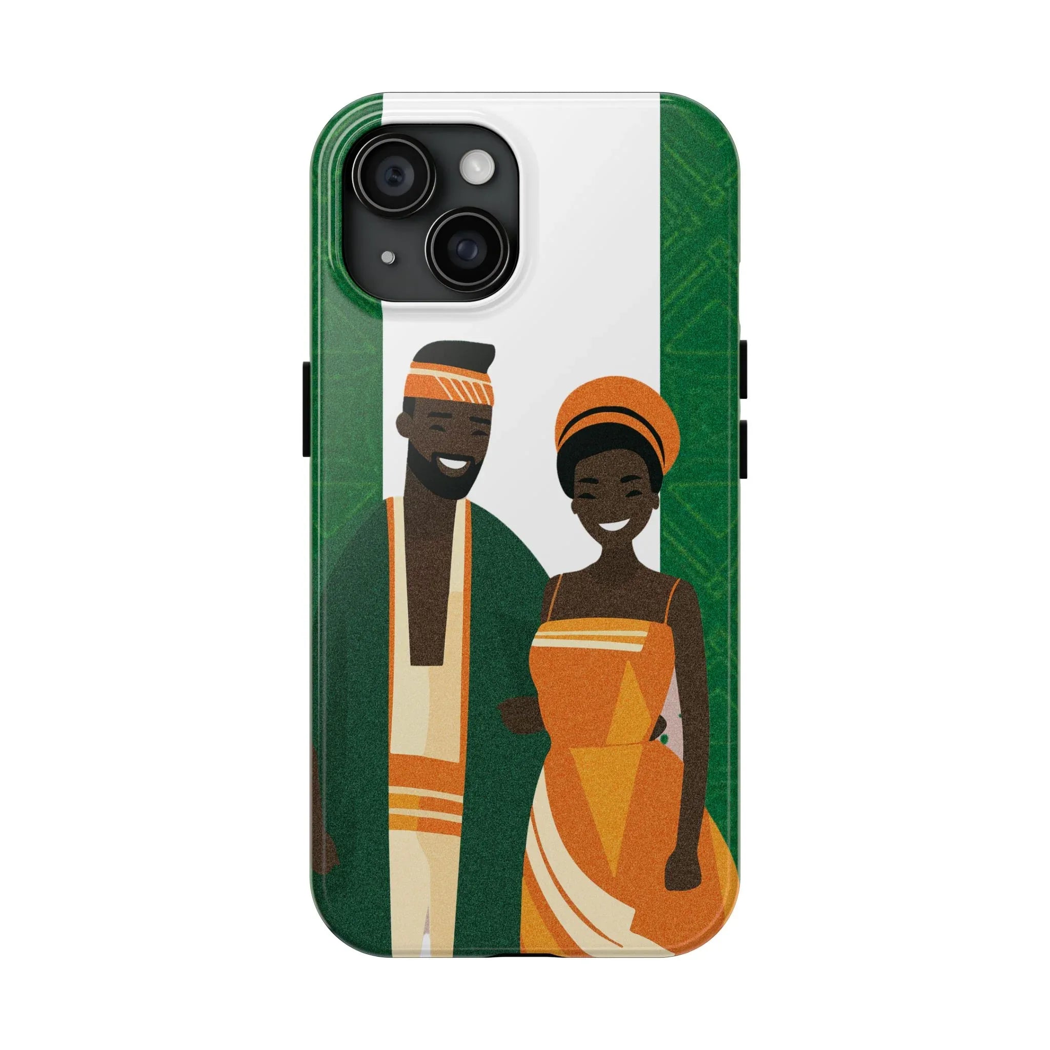 Tough Phone Case — Afrocentric Nigerian Couple Illustration, Protective Hard-Shell Phone Cover - DiwaKi