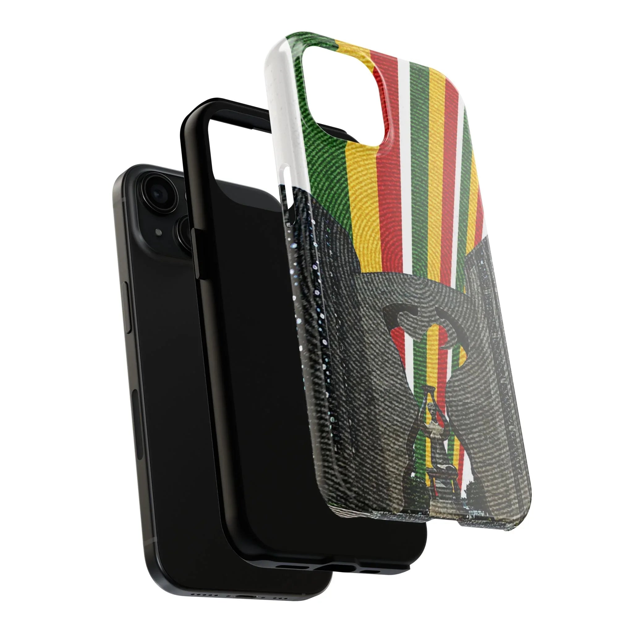 Togo Tough Phone Case — Durable Denim Look with Red Yellow Green Design - DiwaKi