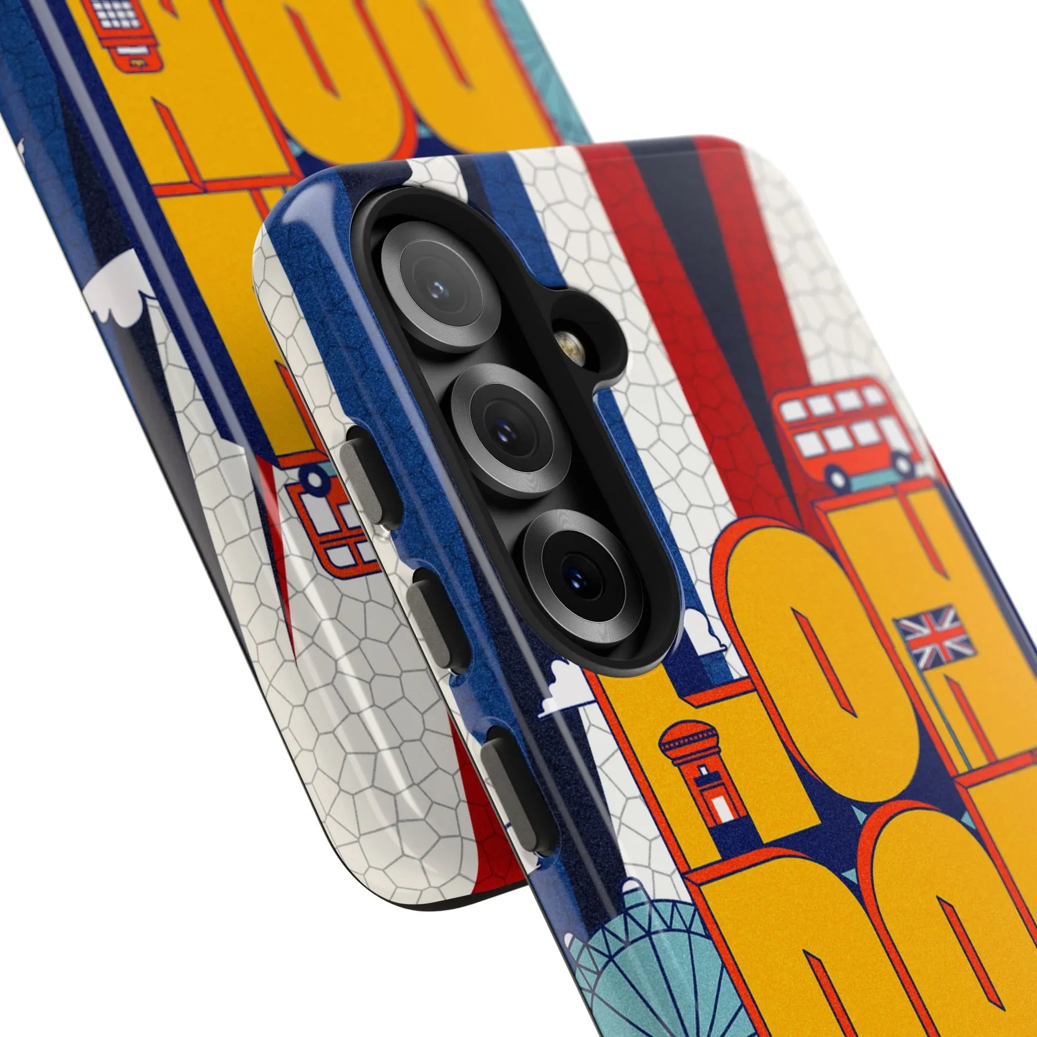 London Graphic Tough Phone Case – Retro Union Jack Travel Design - DiwaKi