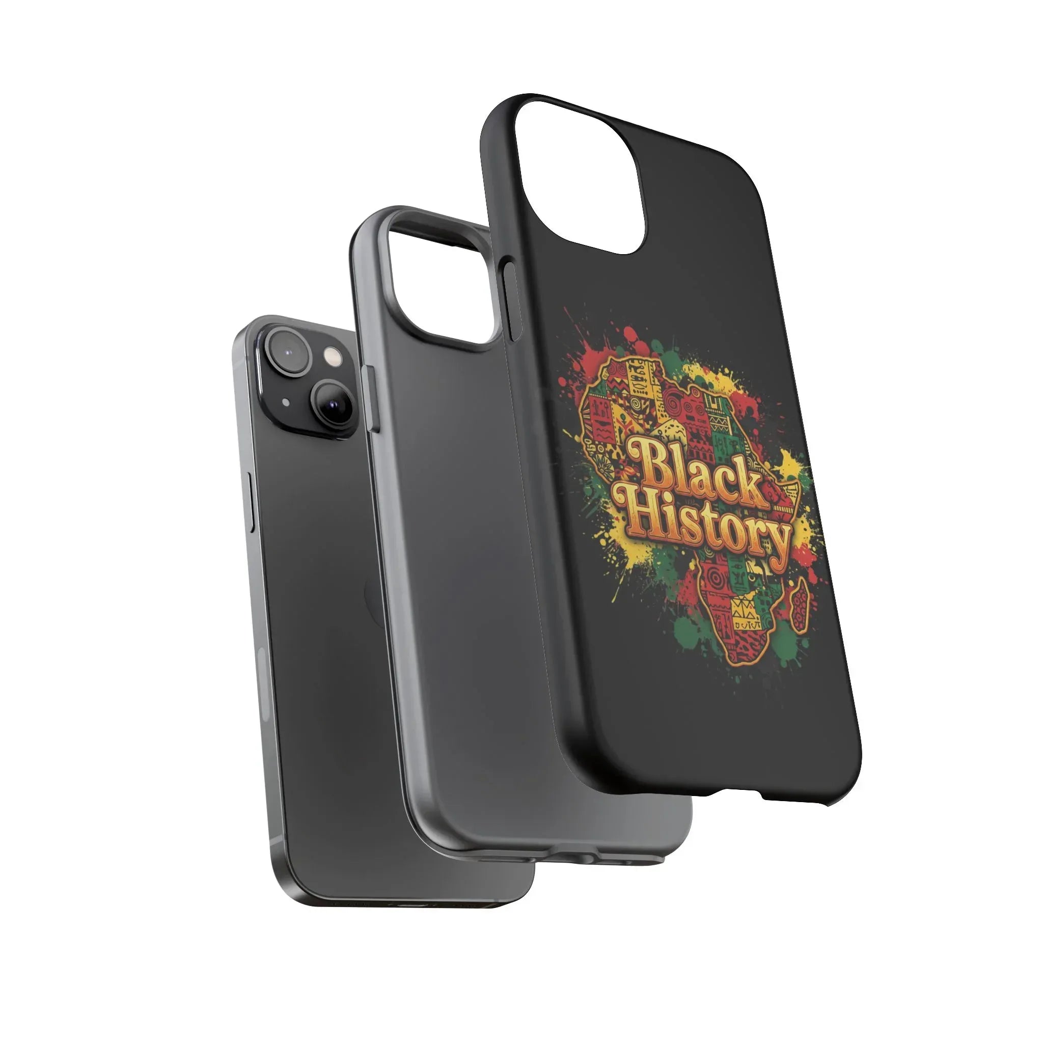 Black History Phone Case — Afrocentric Map Design, Bold Red‑Green‑Gold Splash - DiwaKi