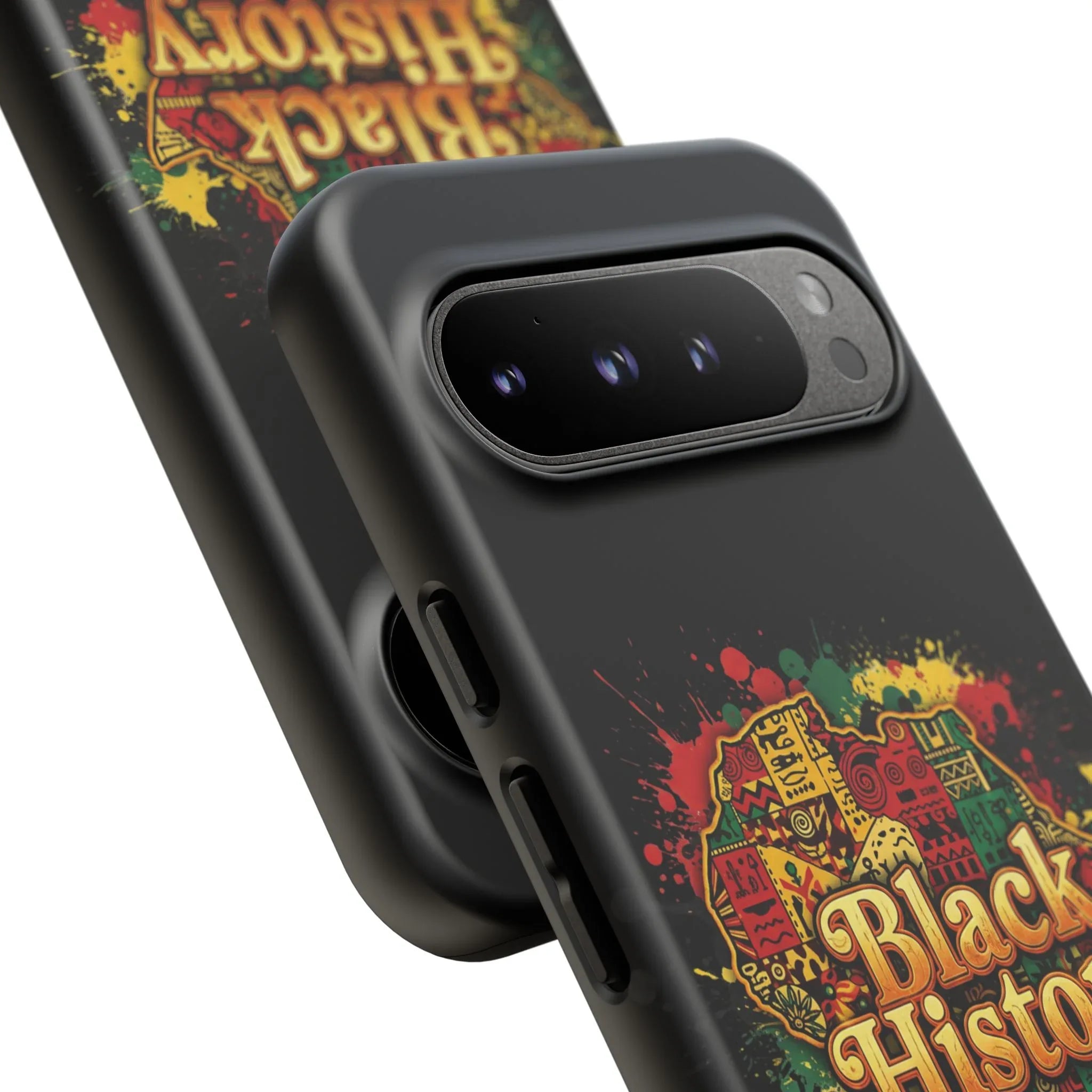 Black History Phone Case — Afrocentric Map Design, Bold Red‑Green‑Gold Splash - DiwaKi