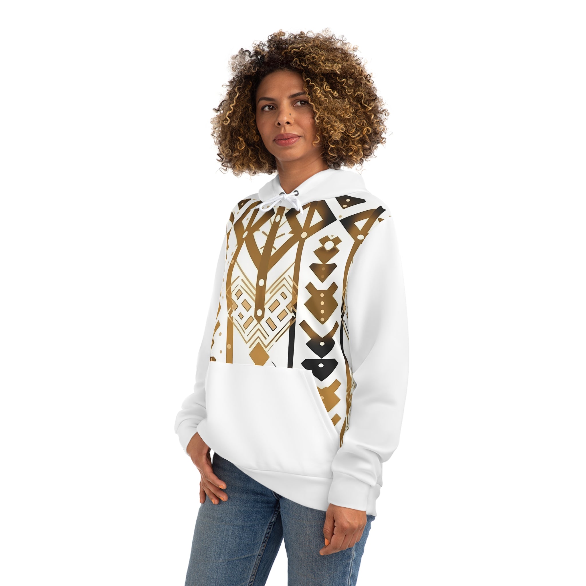 Gold Aztec Pattern Hoodie — DiwaKi Tribal Geometric Fashion Hoodie
