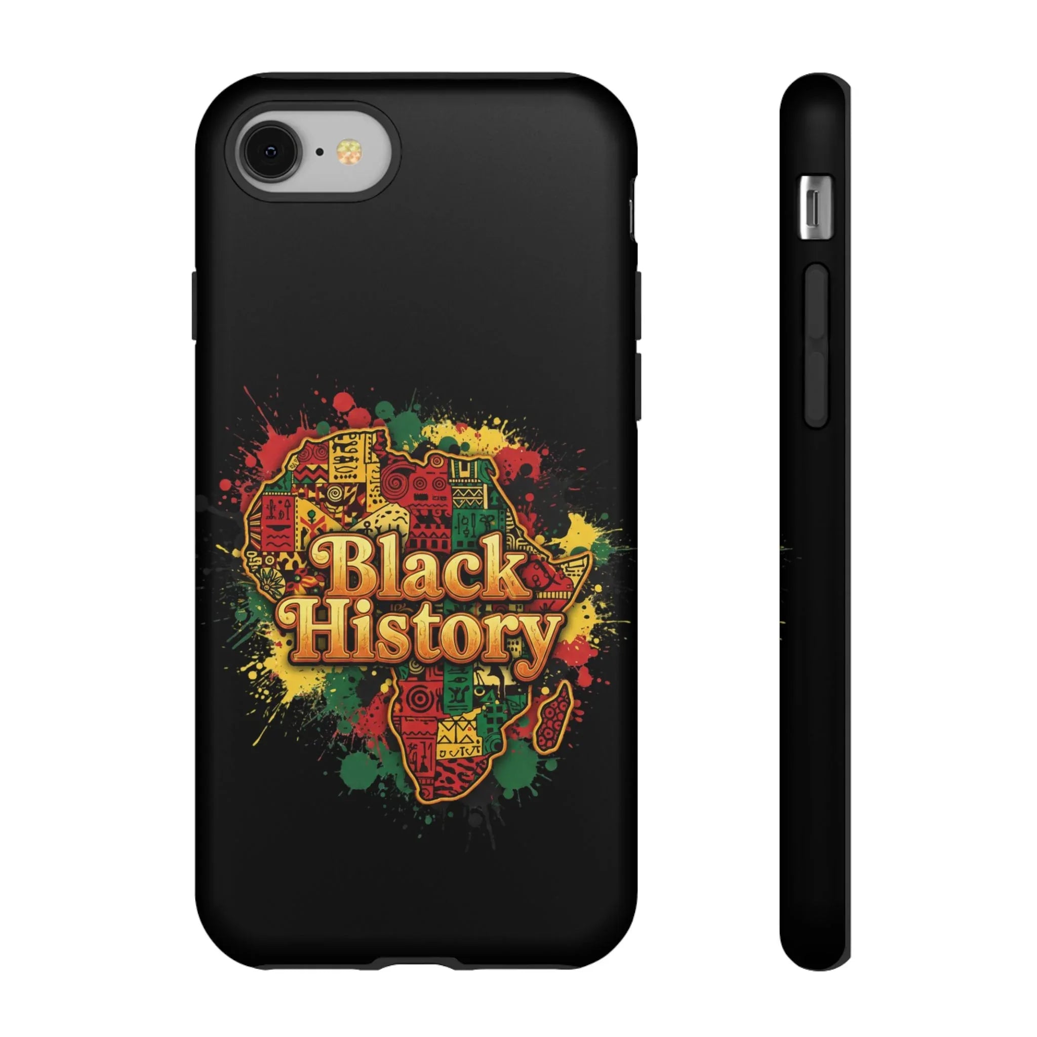 Black History Phone Case — Afrocentric Map Design, Bold Red‑Green‑Gold Splash - DiwaKi