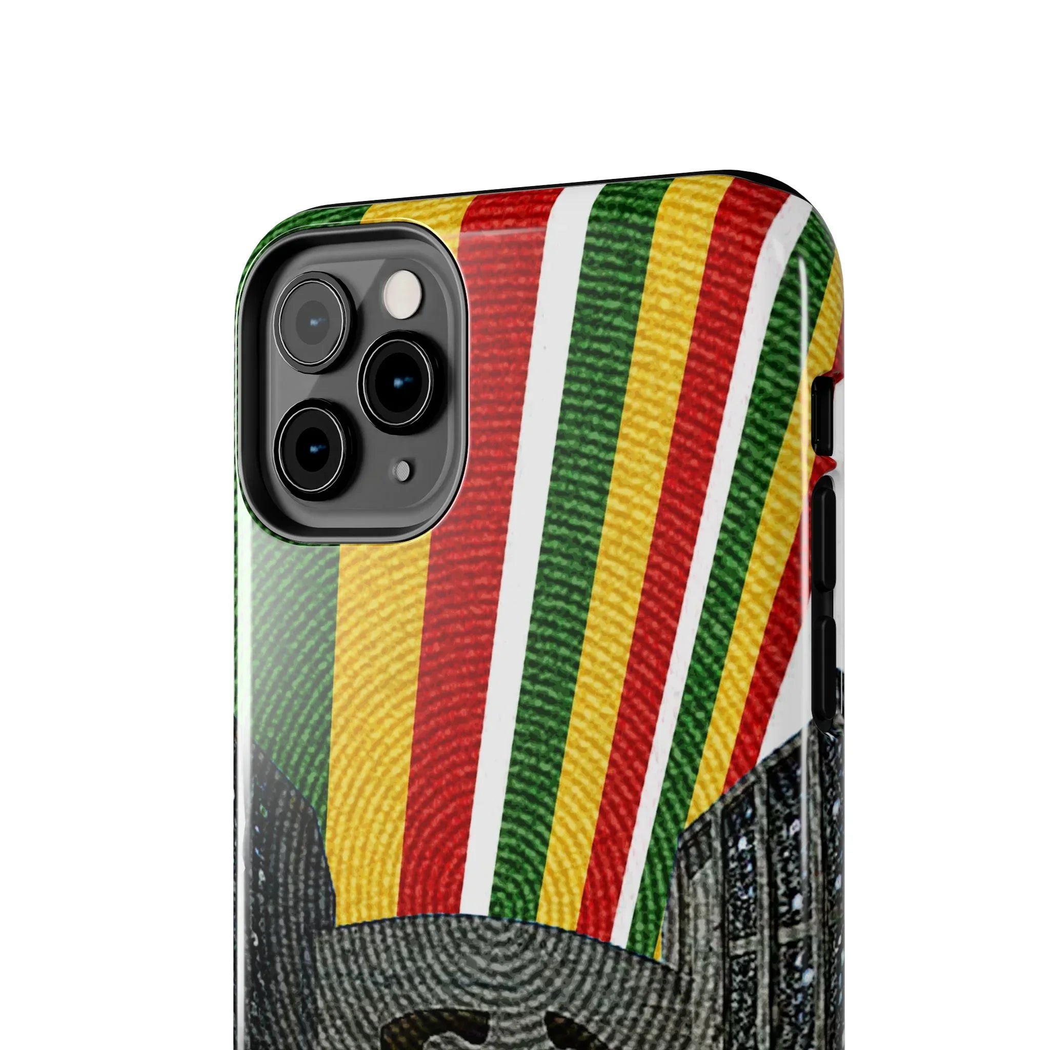 Togo Tough Phone Case — Durable Denim Look with Red Yellow Green Design - DiwaKi