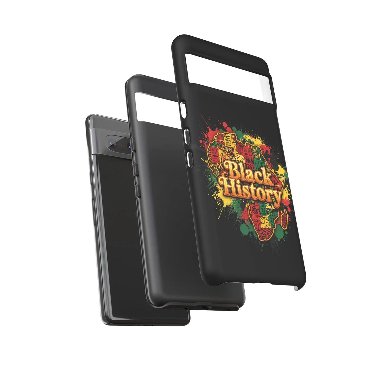 Black History Phone Case — Afrocentric Map Design, Bold Red‑Green‑Gold Splash - DiwaKi