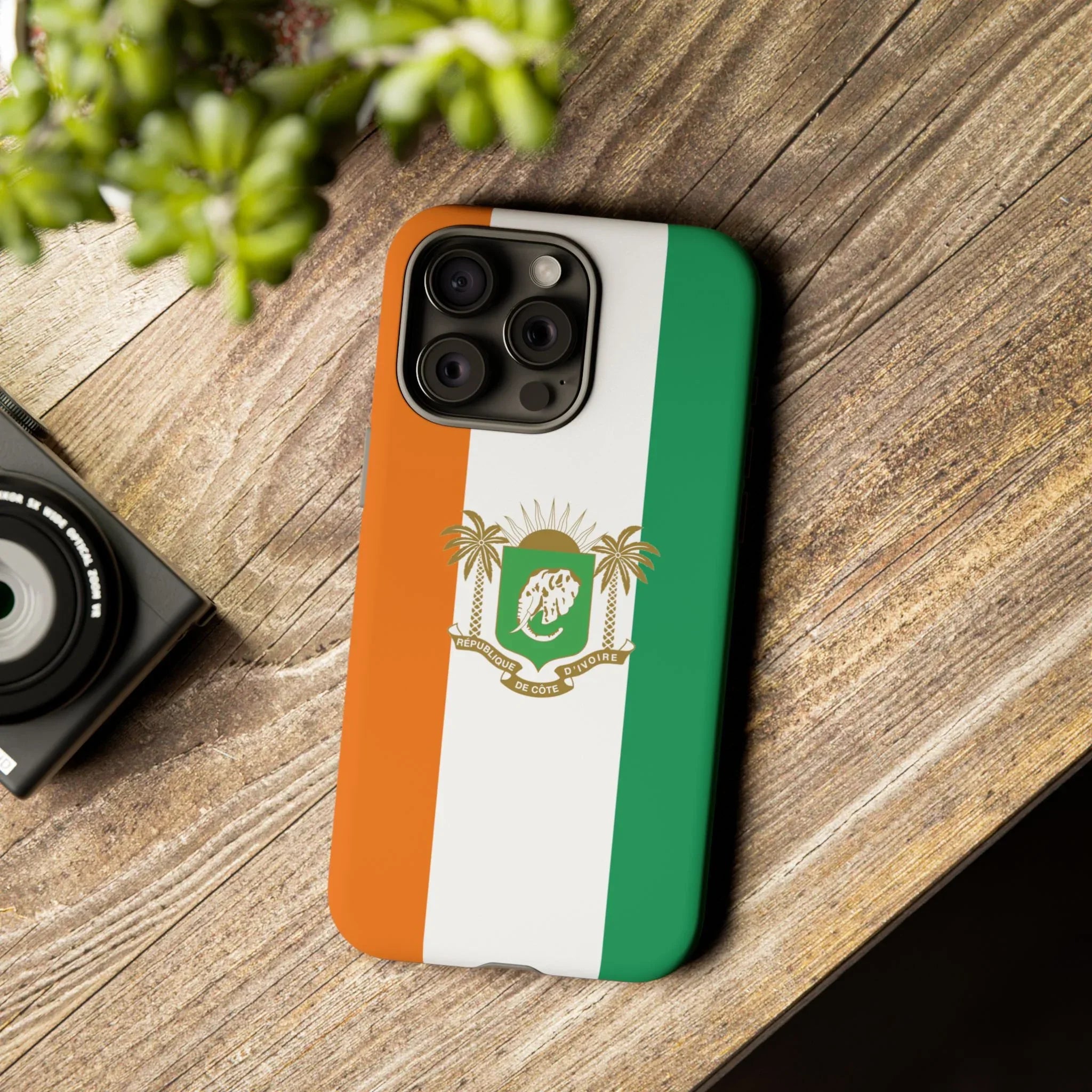 Ivory Coast Flag Tough Phone Case — Orange White Green Shield Crest - DiwaKi