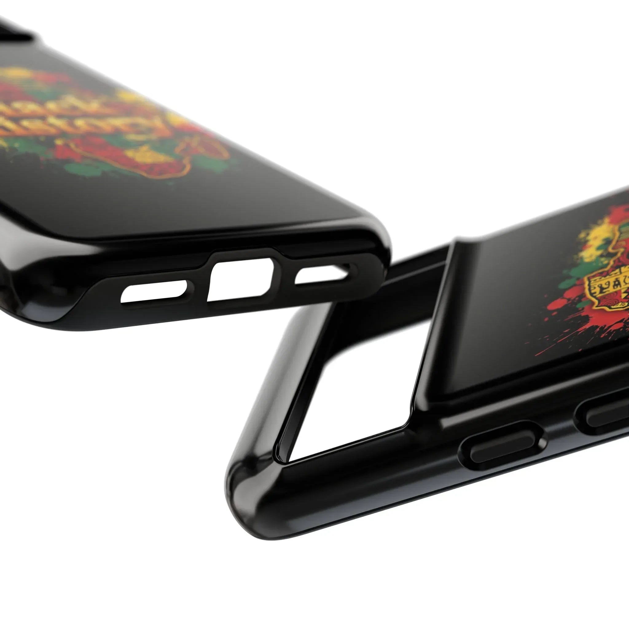 Black History Phone Case — Afrocentric Map Design, Bold Red‑Green‑Gold Splash - DiwaKi