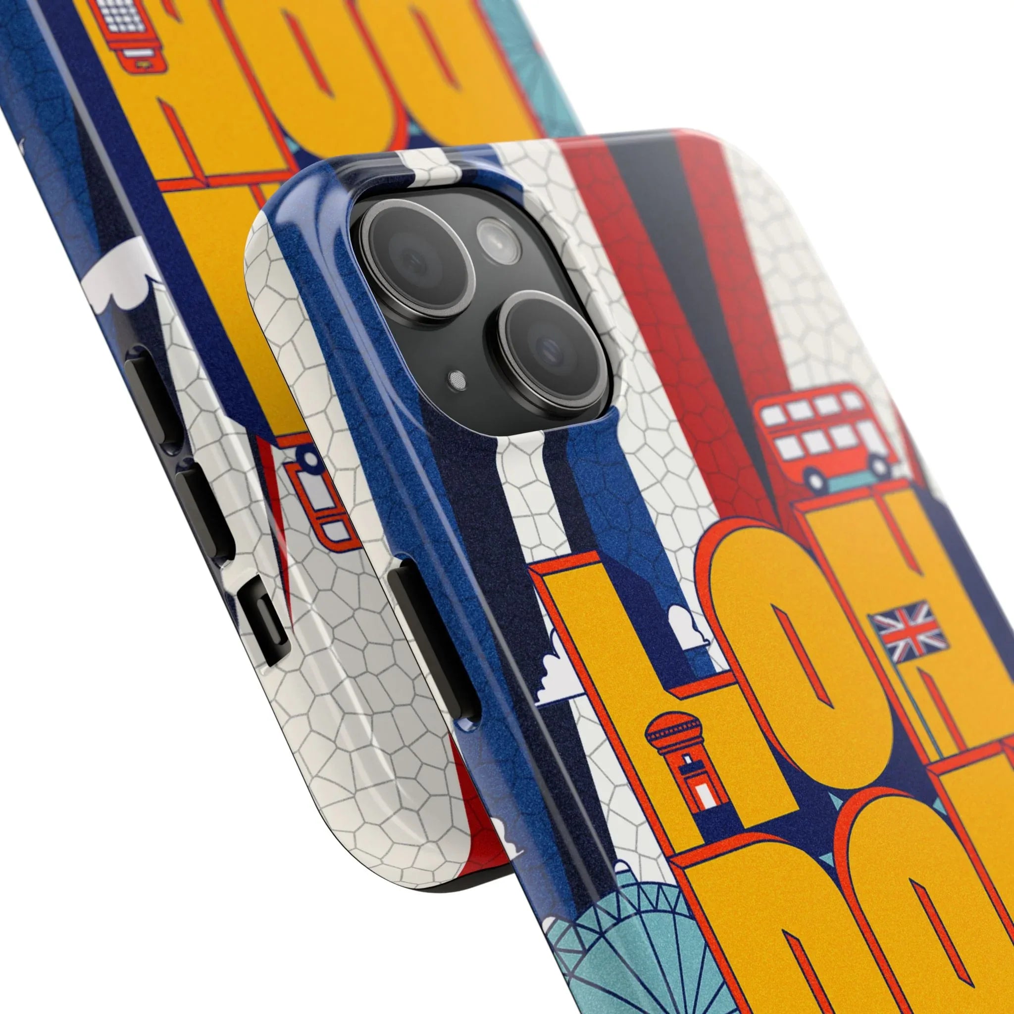 London Graphic Tough Phone Case – Retro Union Jack Travel Design - DiwaKi