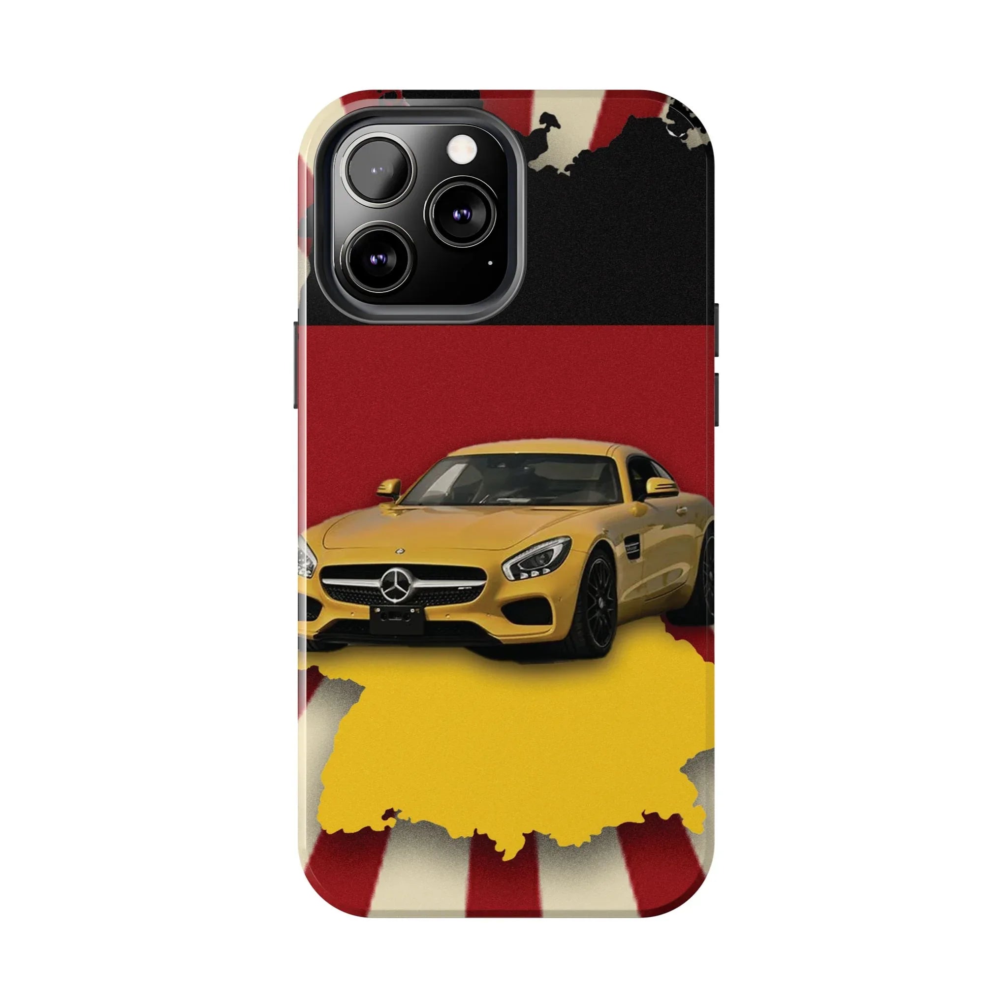 Mercedes Sports Car Tough Phone Case — Yellow GT on Red & Black Background - DiwaKi