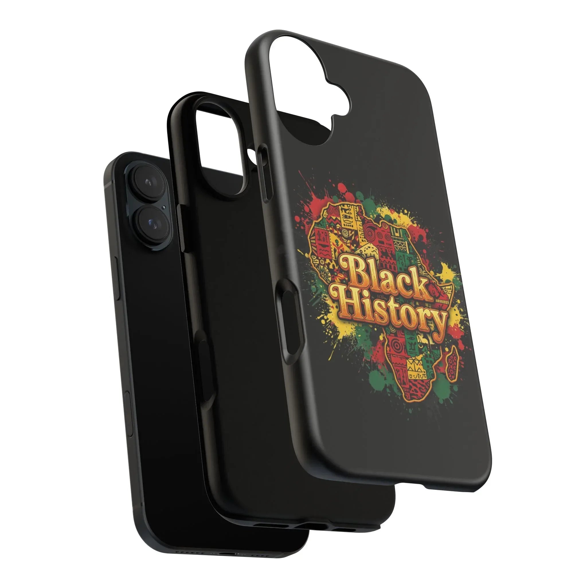 Black History Phone Case — Afrocentric Map Design, Bold Red‑Green‑Gold Splash - DiwaKi