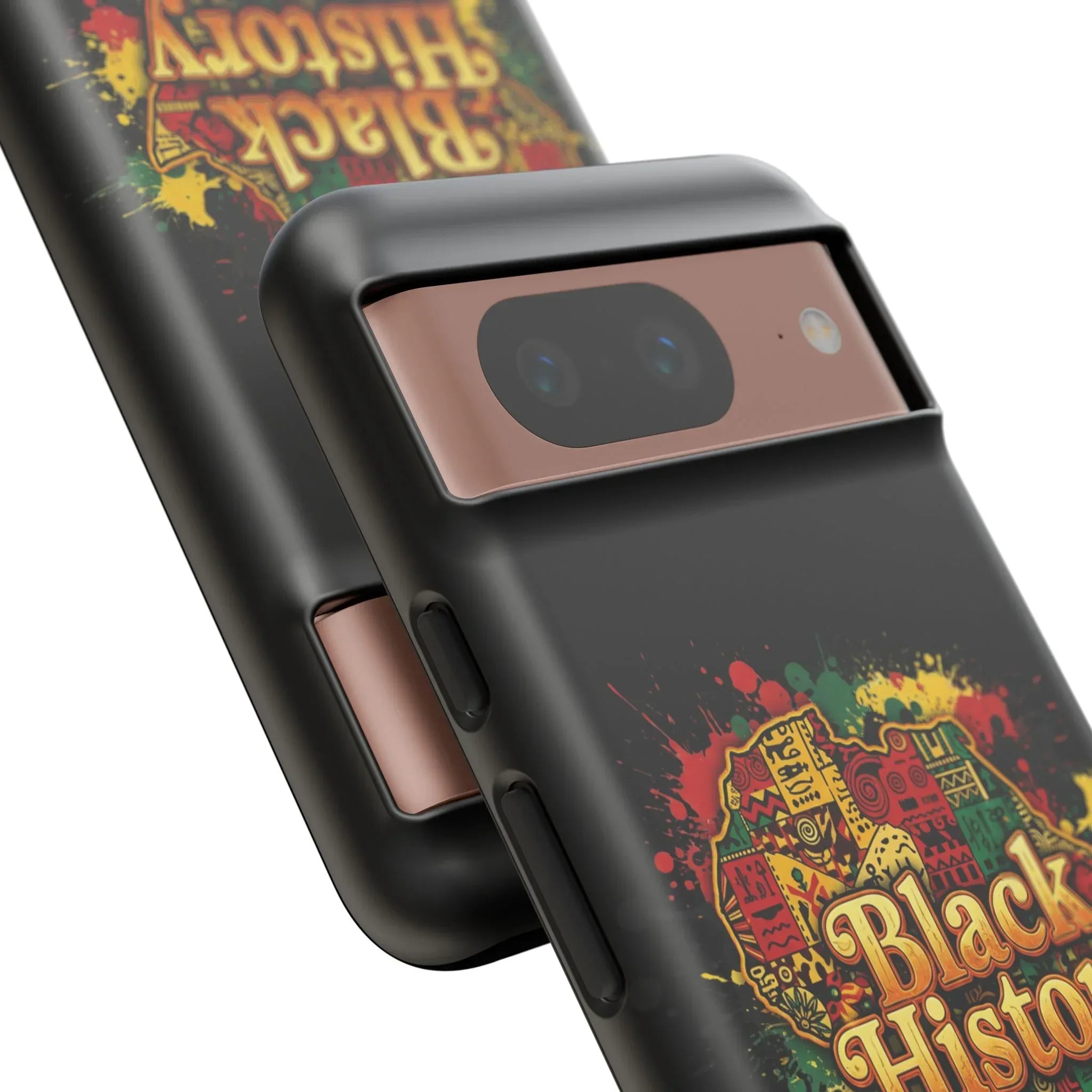 Black History Phone Case — Afrocentric Map Design, Bold Red‑Green‑Gold Splash - DiwaKi