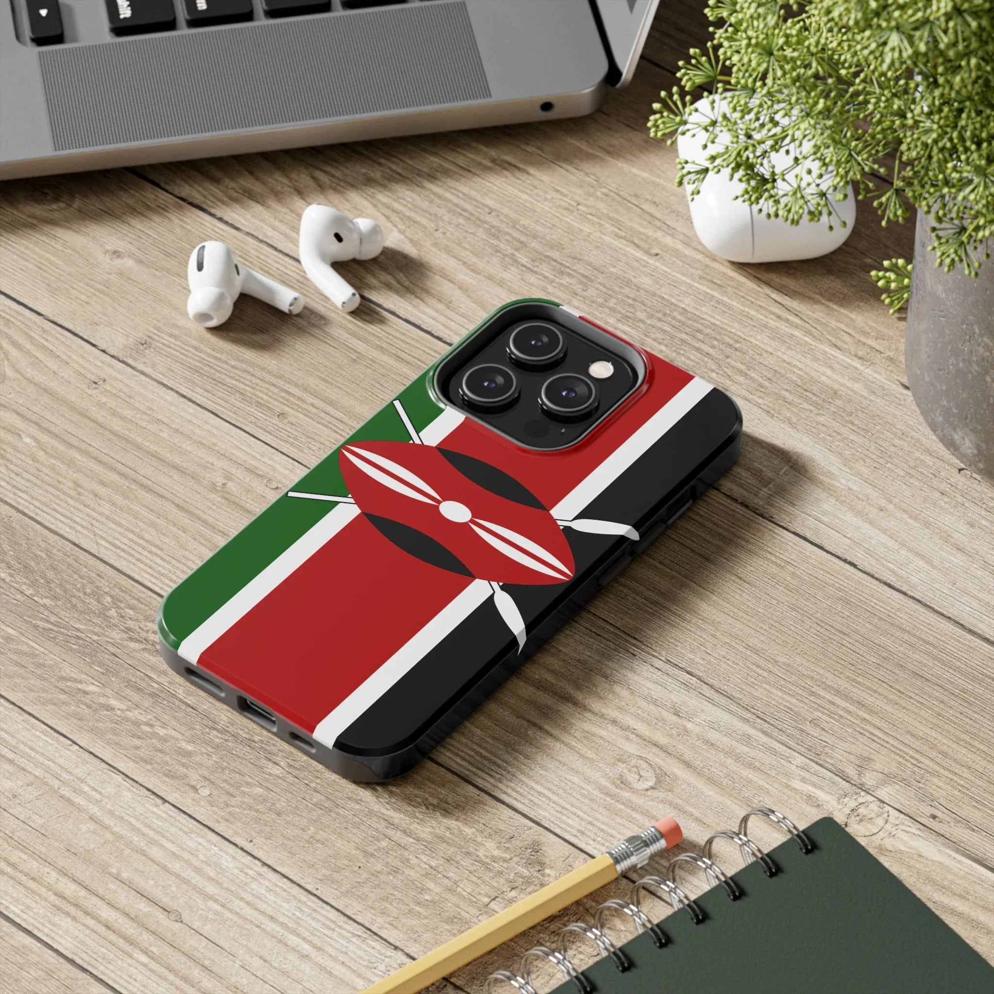 Kenya Flag Tough Phone Case — Protective Tribal Shield Design - DiwaKi