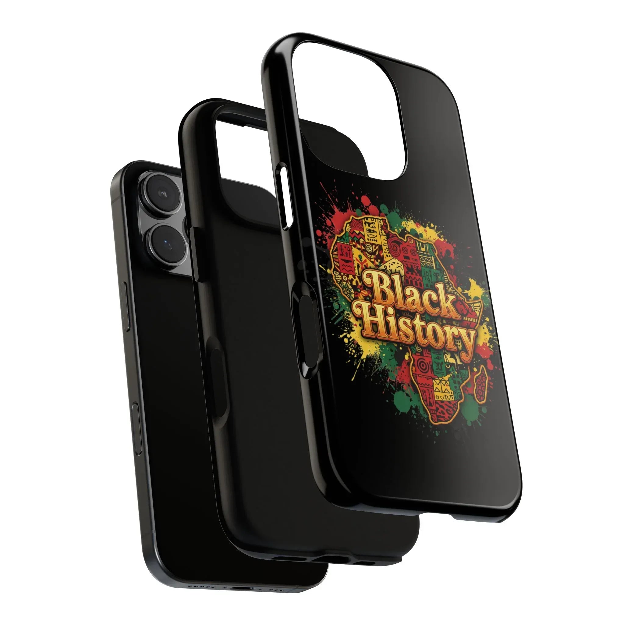 Black History Phone Case — Afrocentric Map Design, Bold Red‑Green‑Gold Splash - DiwaKi