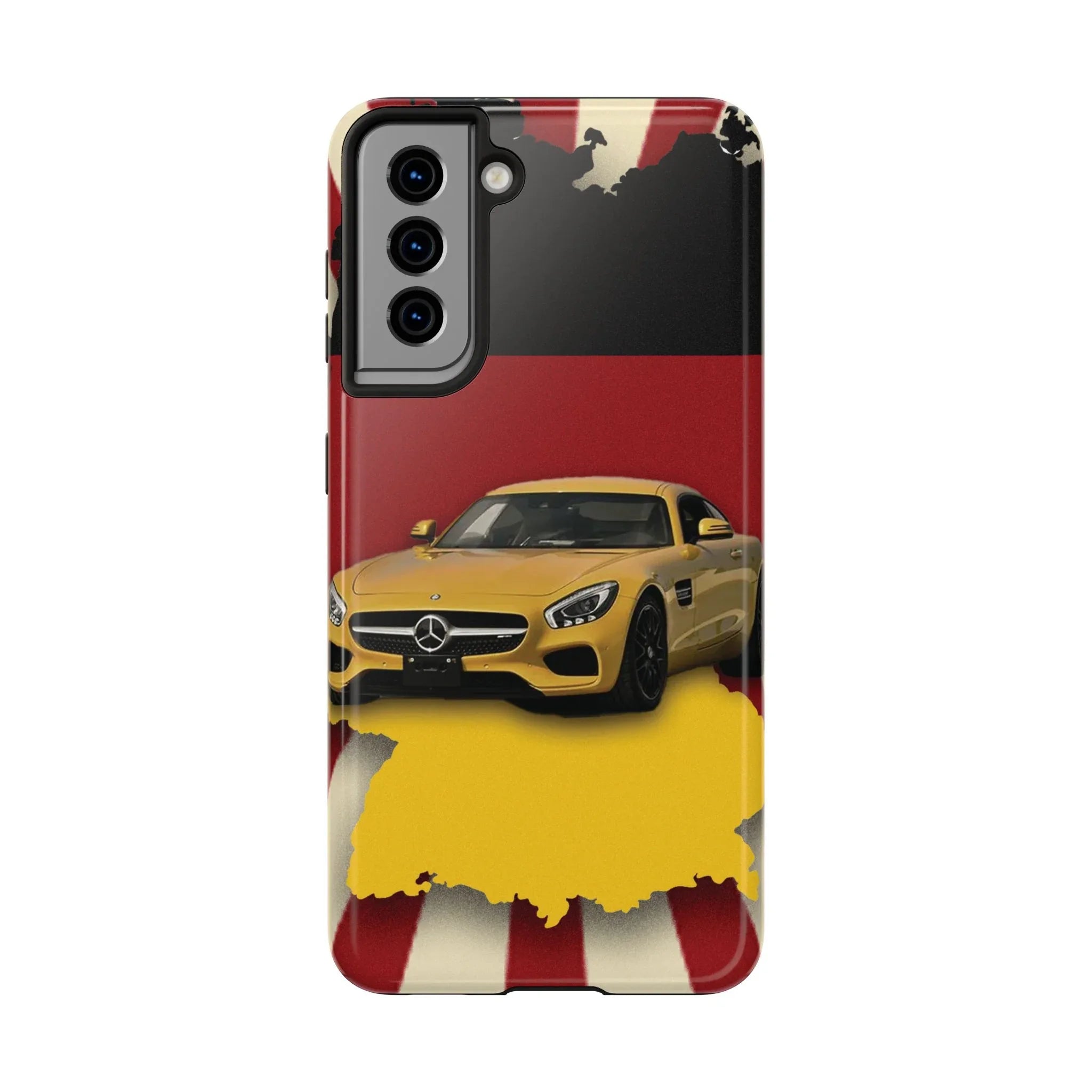 Mercedes Sports Car Tough Phone Case — Yellow GT on Red & Black Background - DiwaKi