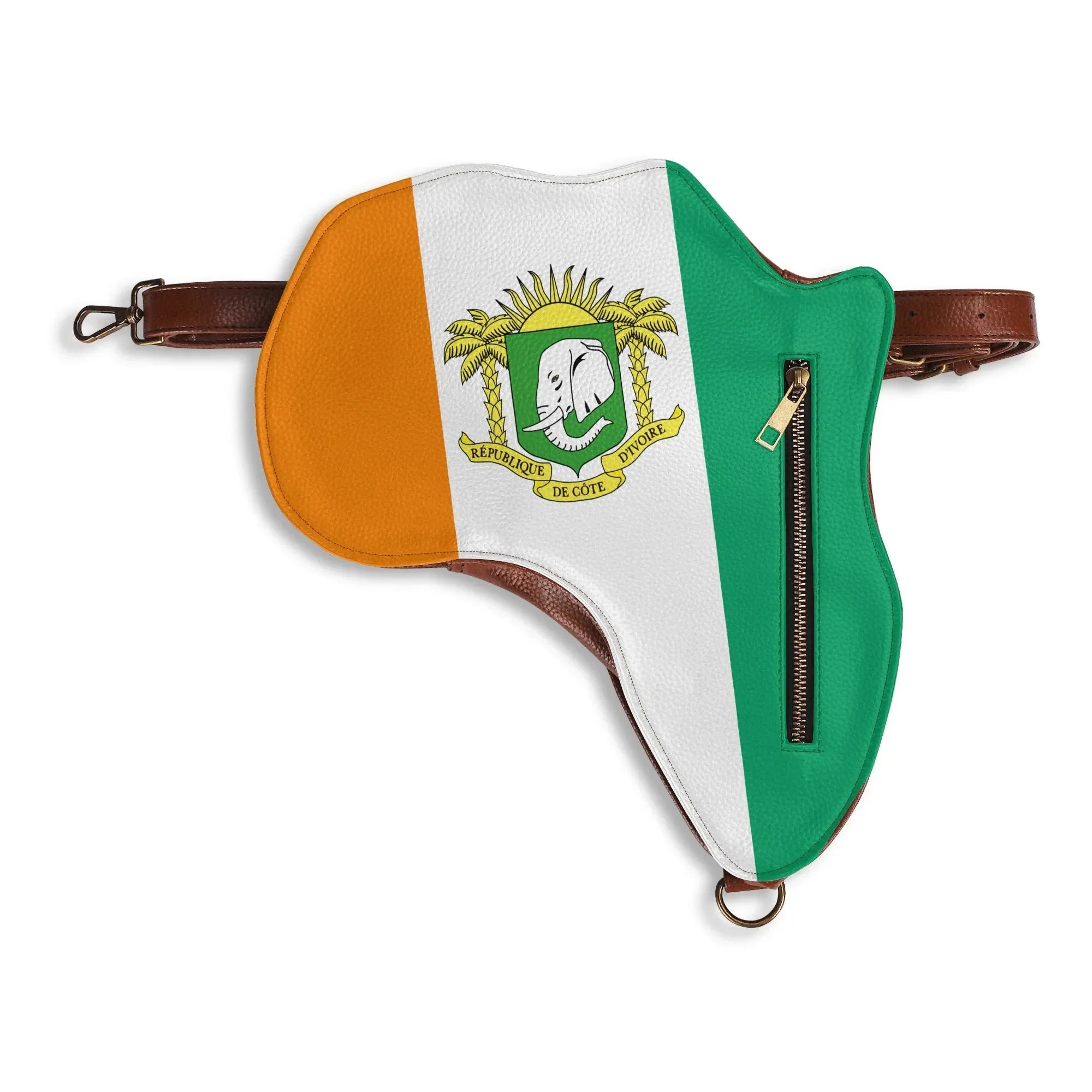 PU Leather Africa Map Bag for Cote d&