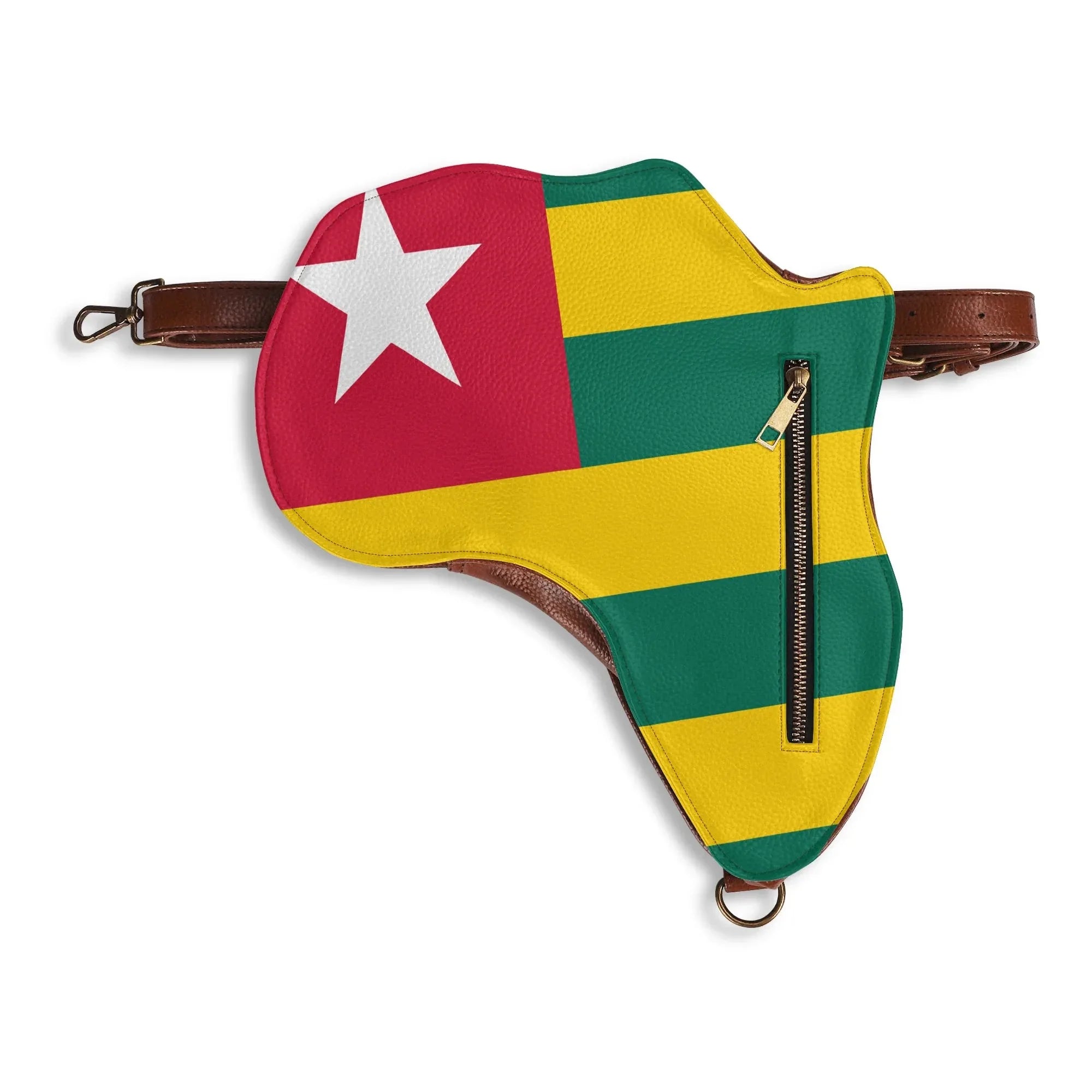 Africa Map Travel Backpack in Black & Brown PU Leather, Perfect for Togo Enthusiasts - DiwaKi