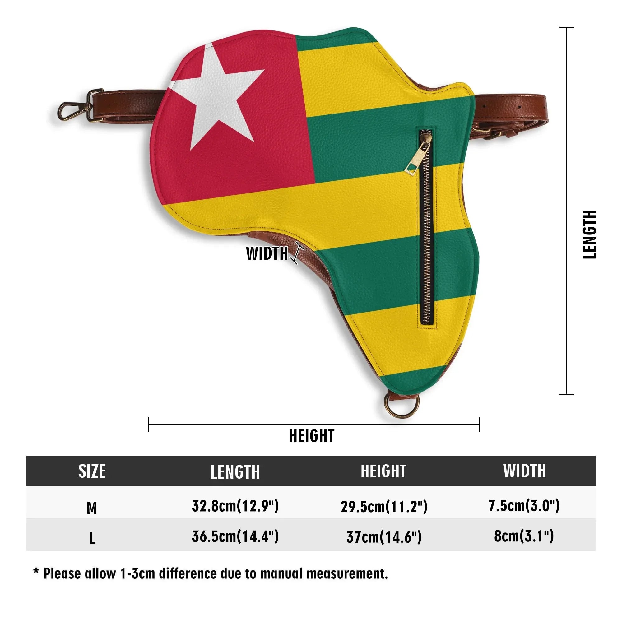 Africa Map Travel Backpack in Black & Brown PU Leather, Perfect for Togo Enthusiasts - DiwaKi