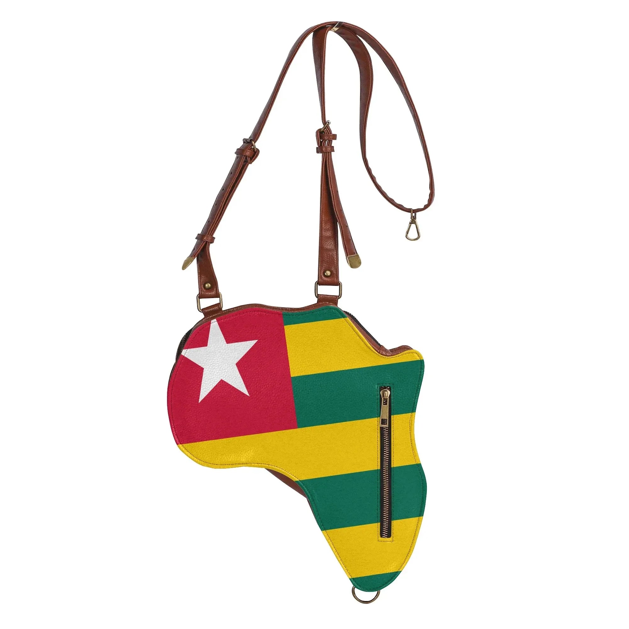 Africa Map Travel Backpack in Black & Brown PU Leather, Perfect for Togo Enthusiasts - DiwaKi