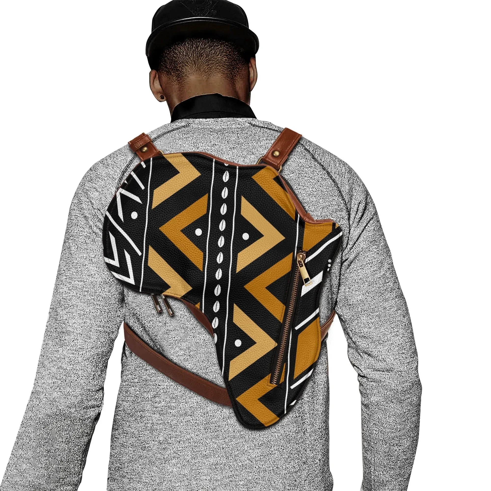 PU Leather Africa Map Bag for African mudcloth Lover Gift - DiwaKi