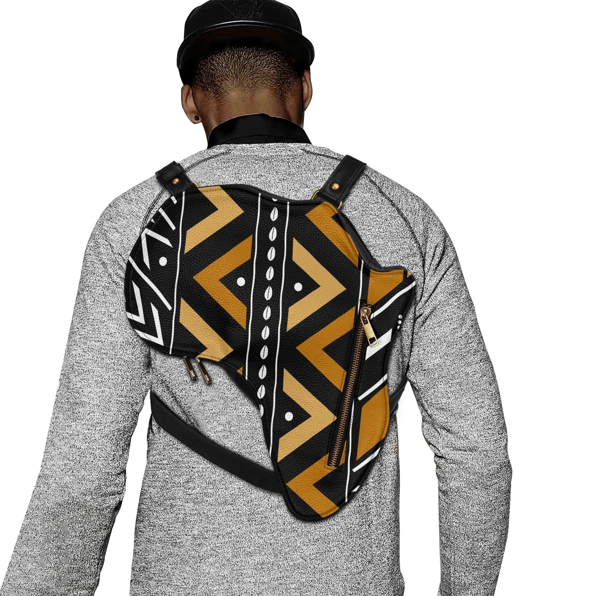 PU Leather Africa Map Bag for African mudcloth Lover Gift - DiwaKi