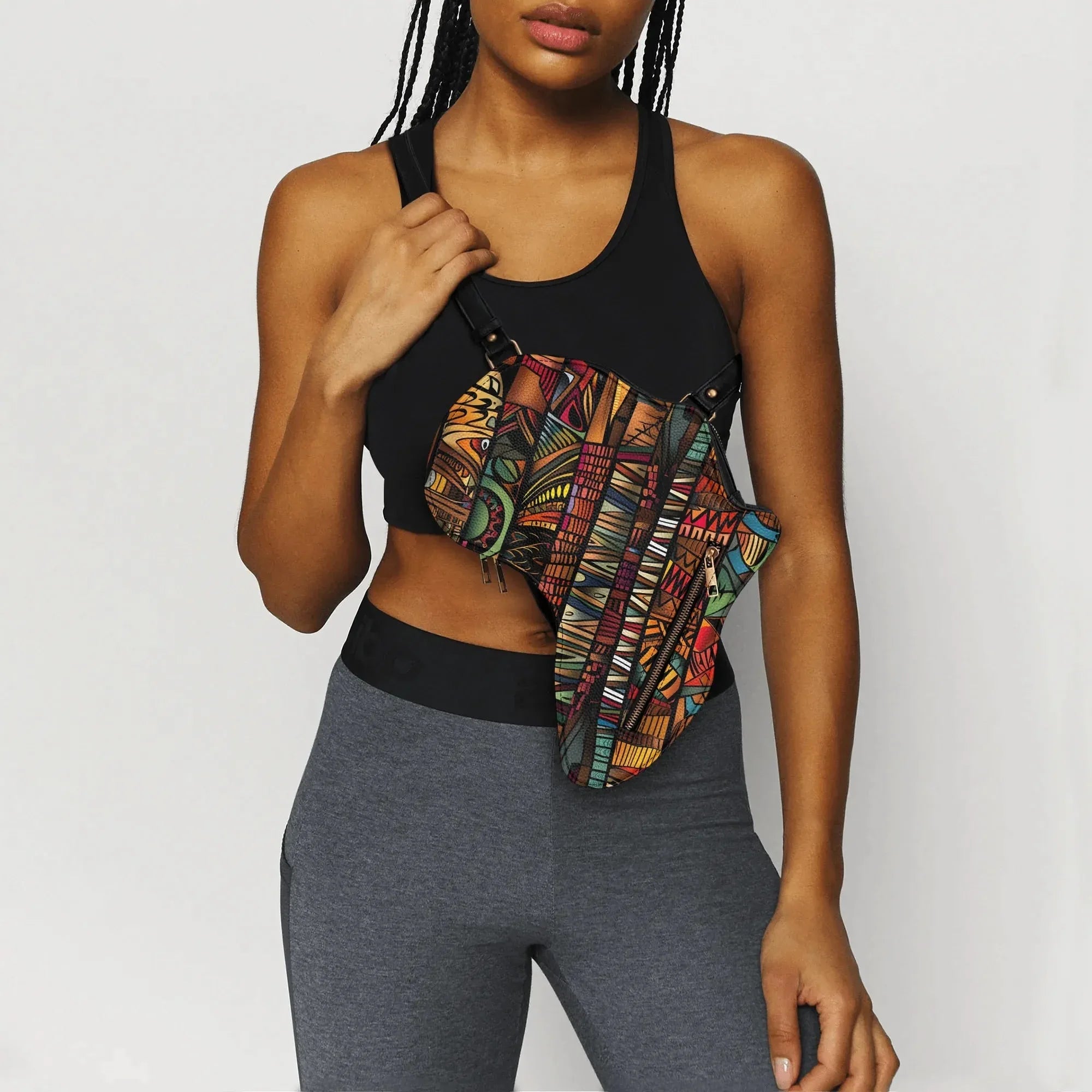 PU Leather Africa Map Bag for African wax print Lover Gift - DiwaKi