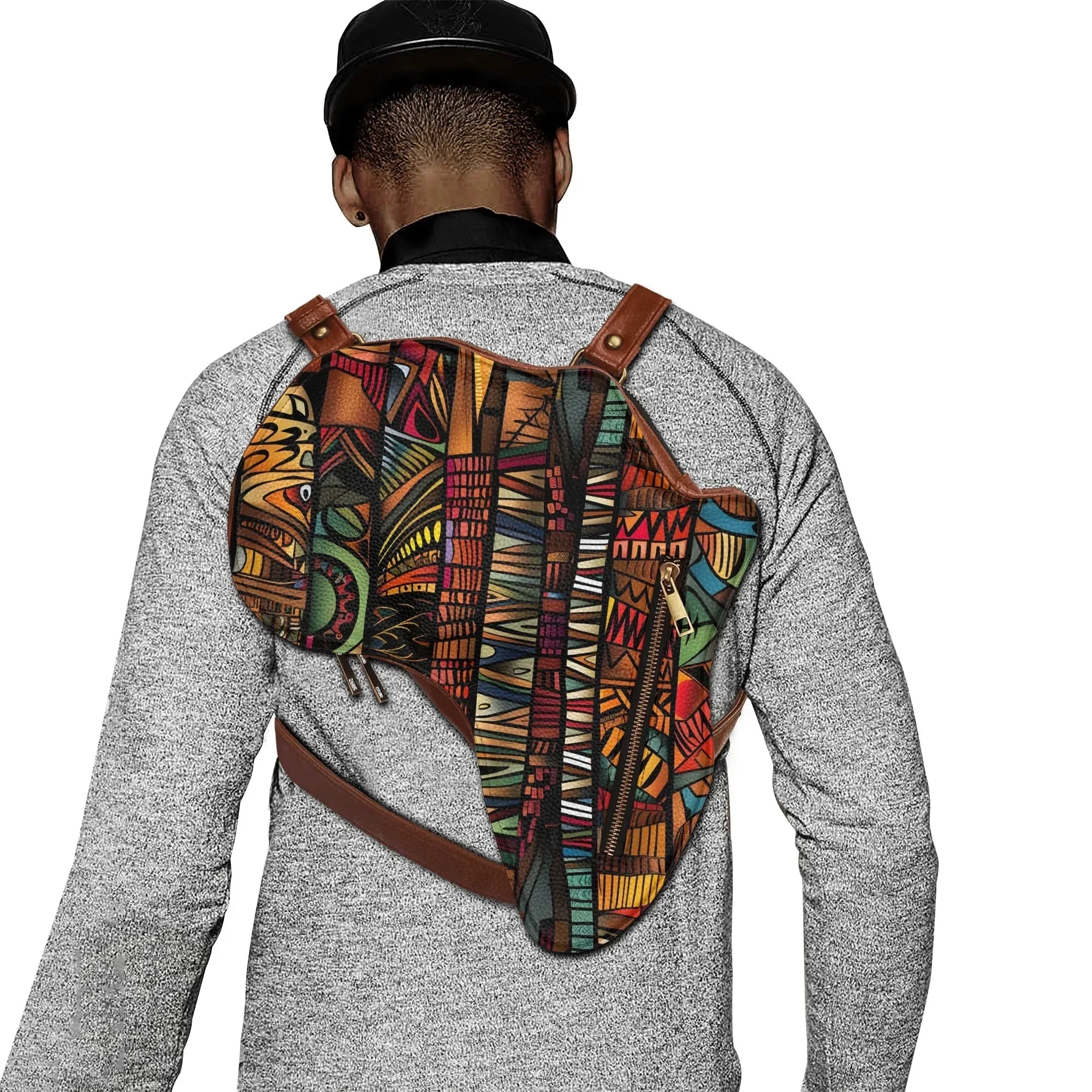 PU Leather Africa Map Bag for African wax print Lover Gift - DiwaKi