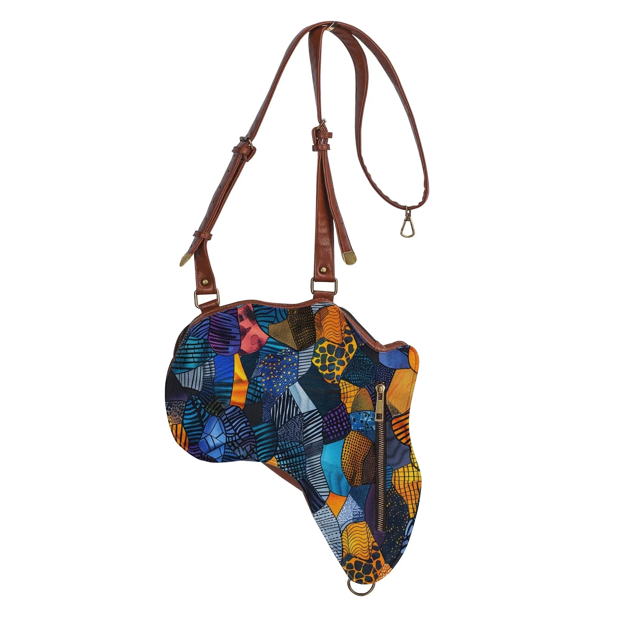 PU Leather Africa Map Bag for Africa wax colorful print Lover Gift - DiwaKi