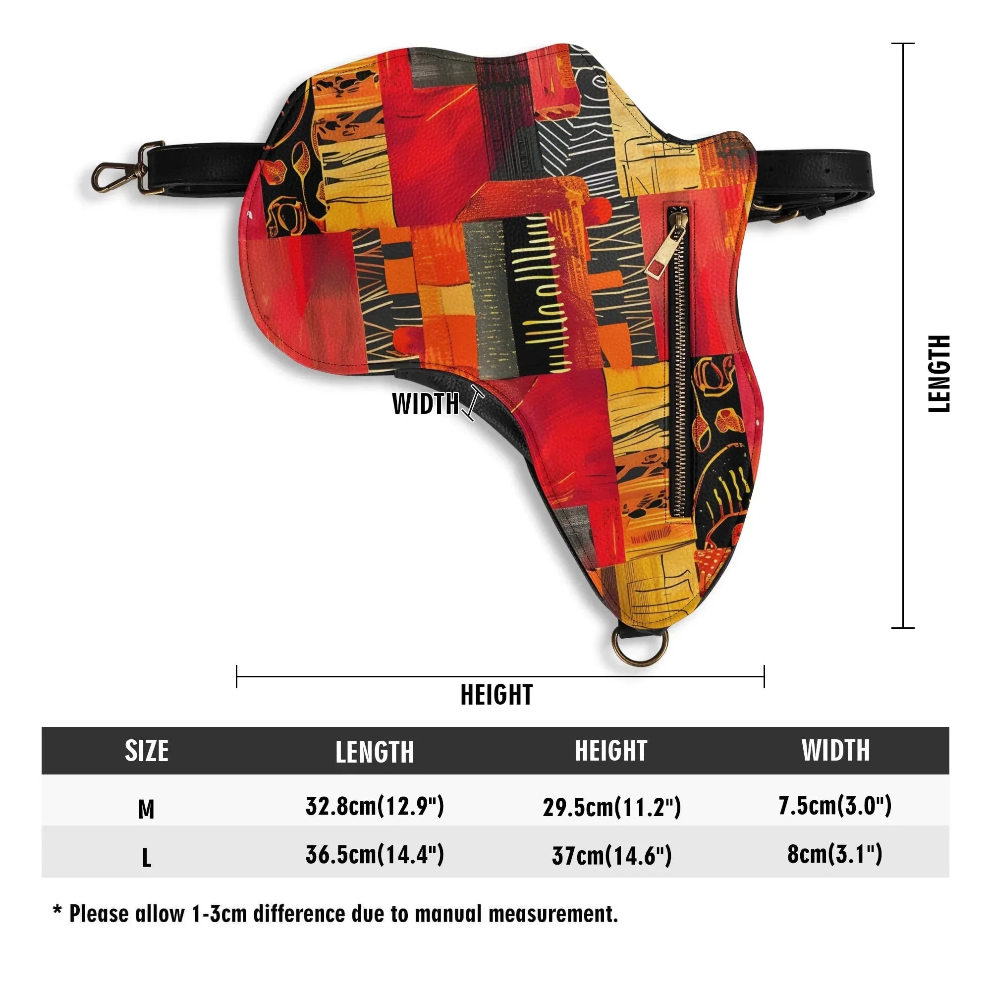 PU Leather Africa Map Bag for wax print Lover Gift - DiwaKi