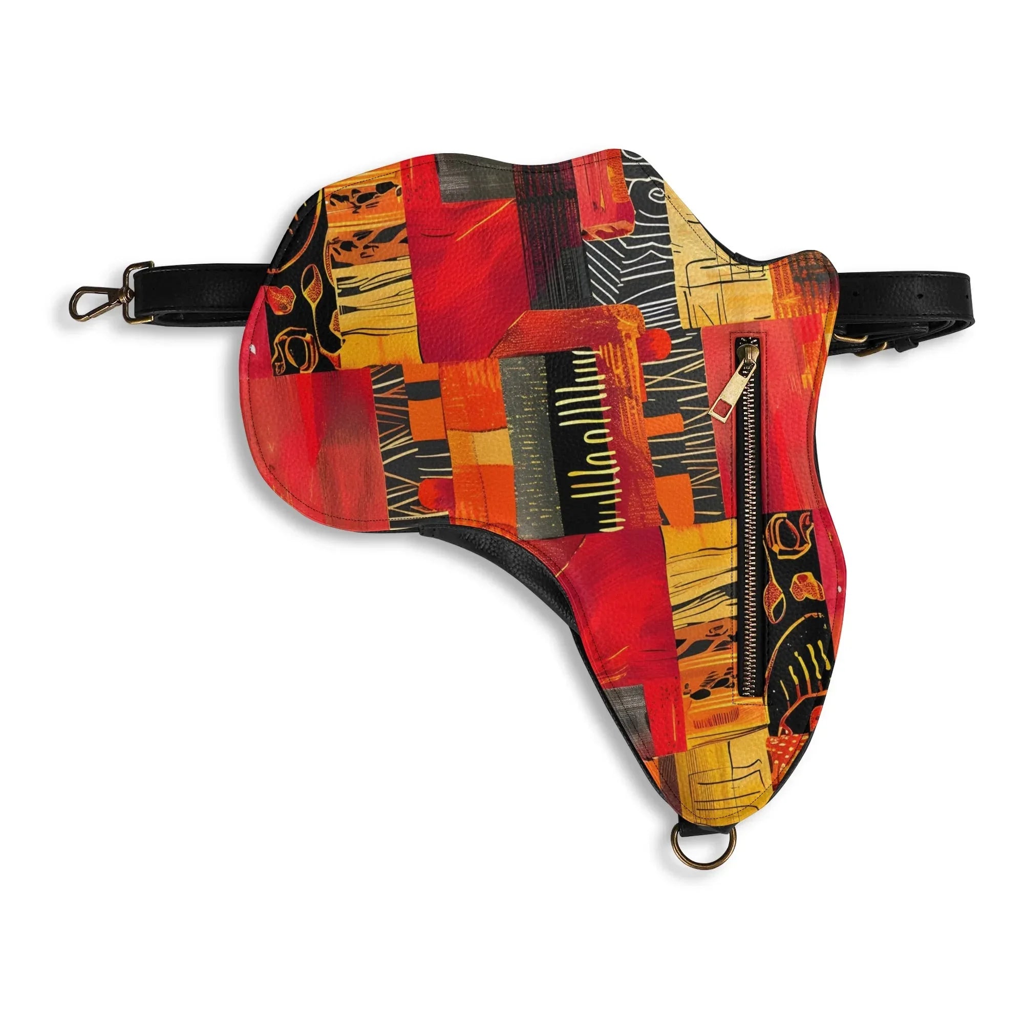 PU Leather Africa Map Bag for wax print Lover Gift - DiwaKi