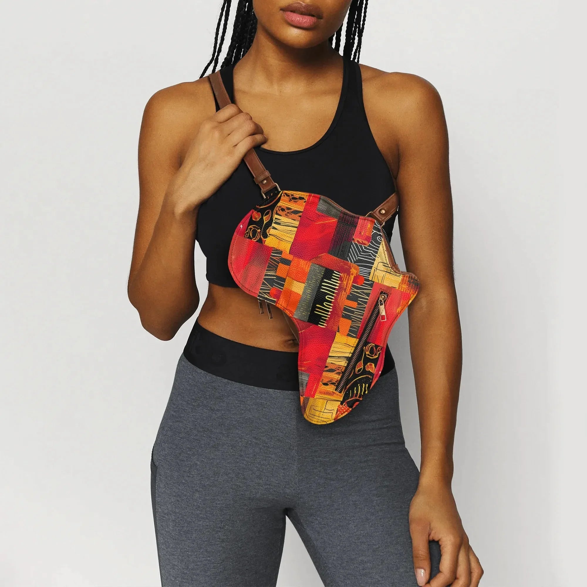 PU Leather Africa Map Bag for wax print Lover Gift - DiwaKi