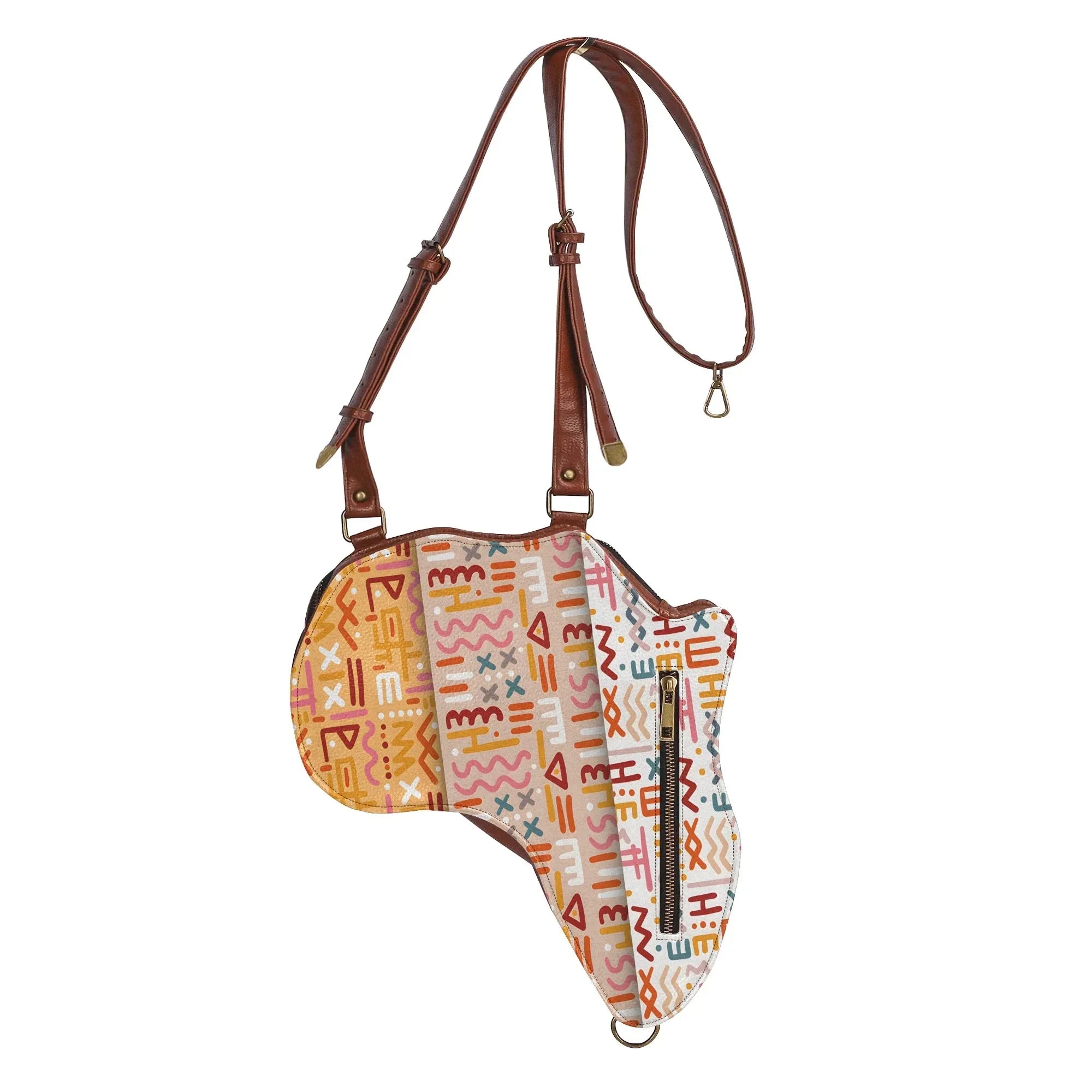 PU Leather Africa Map Bag for African bogolan Lover Gift - DiwaKi