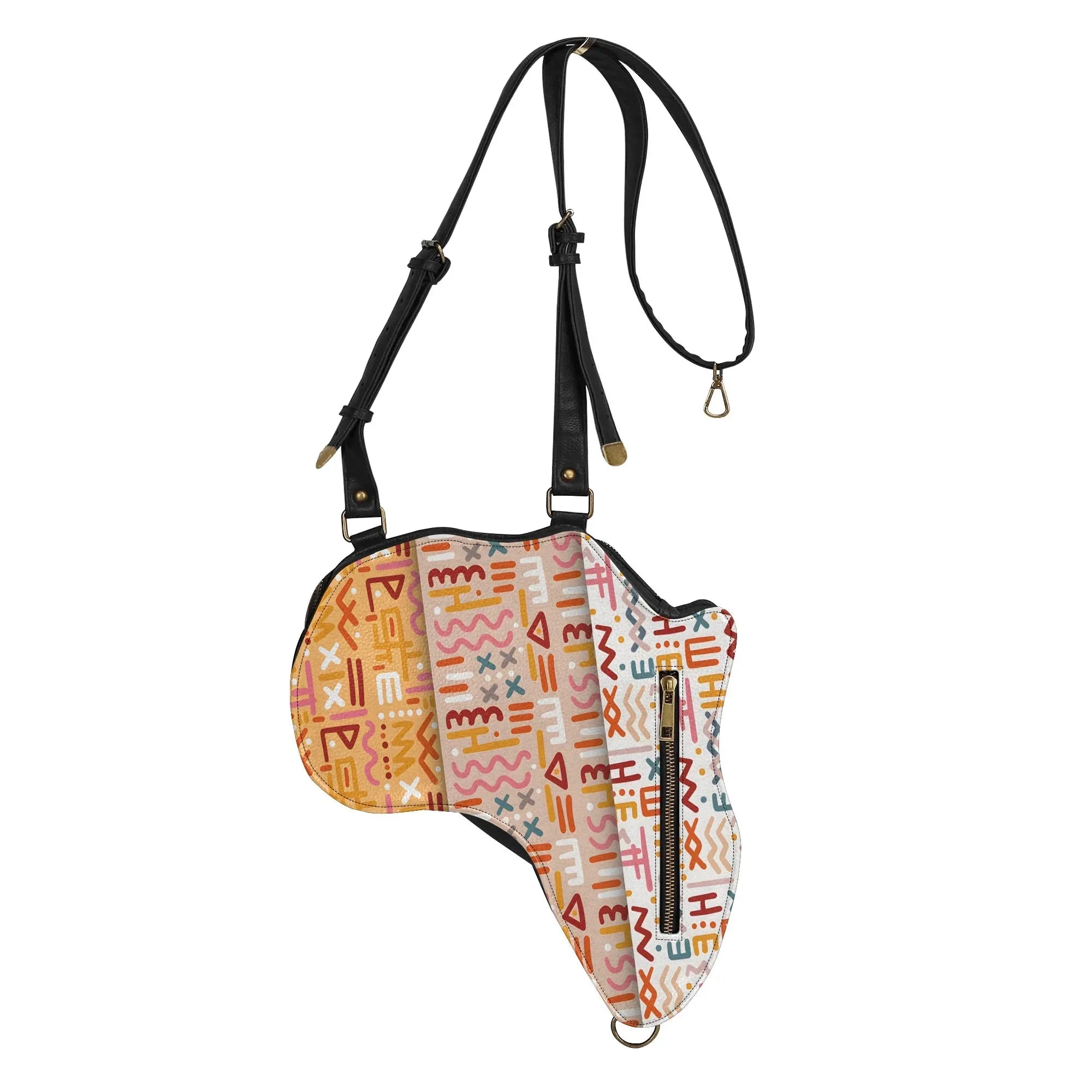 PU Leather Africa Map Bag for African bogolan Lover Gift - DiwaKi