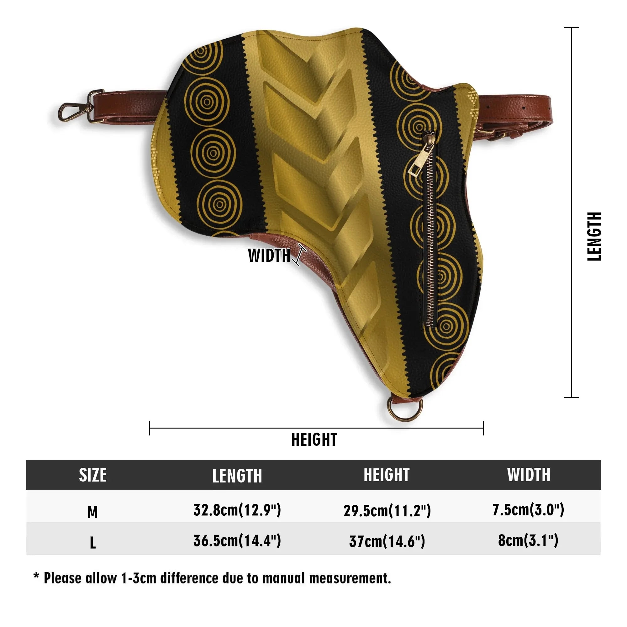 PU Leather Africa Map geometric gold and black Bag - DiwaKi