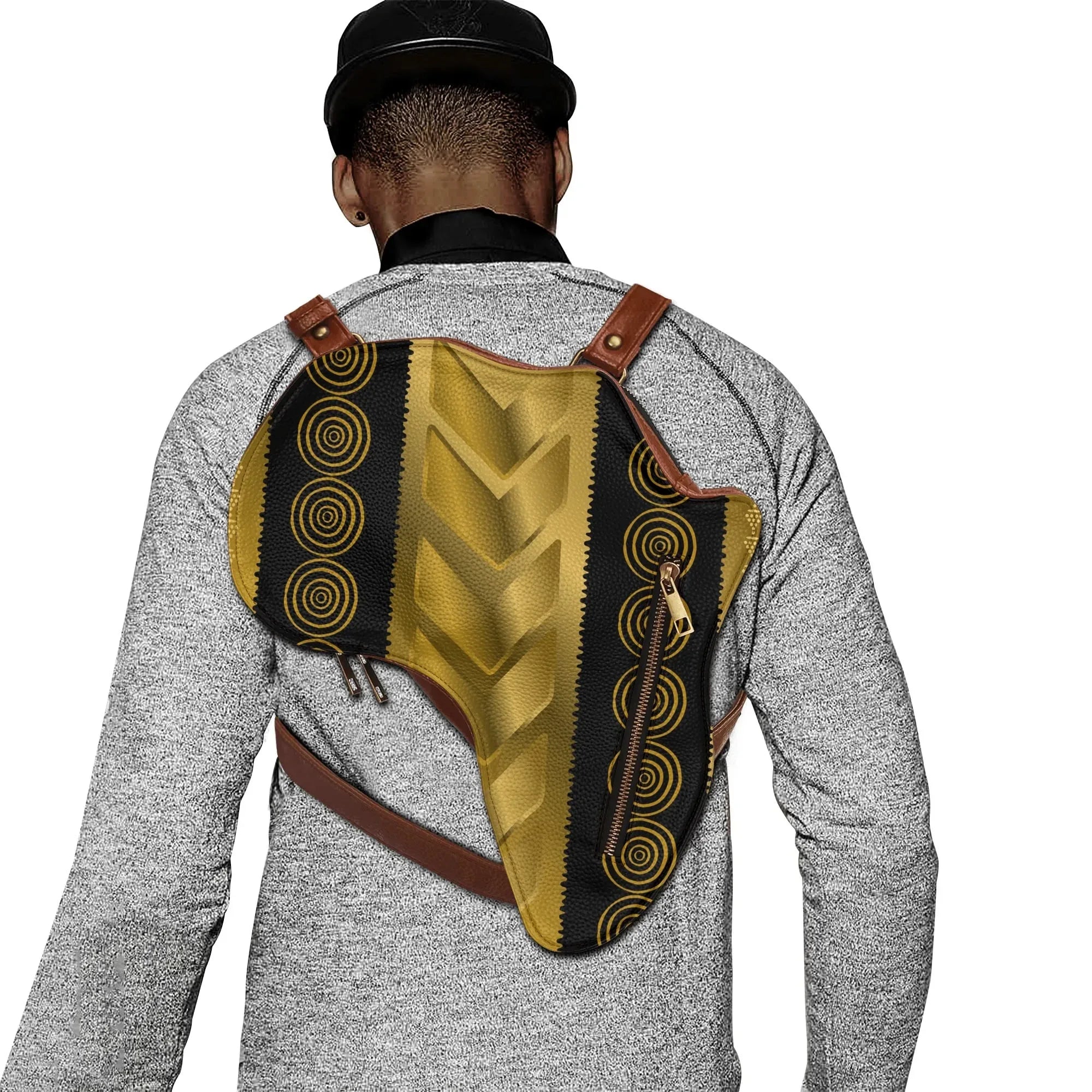 PU Leather Africa Map geometric gold and black Bag - DiwaKi