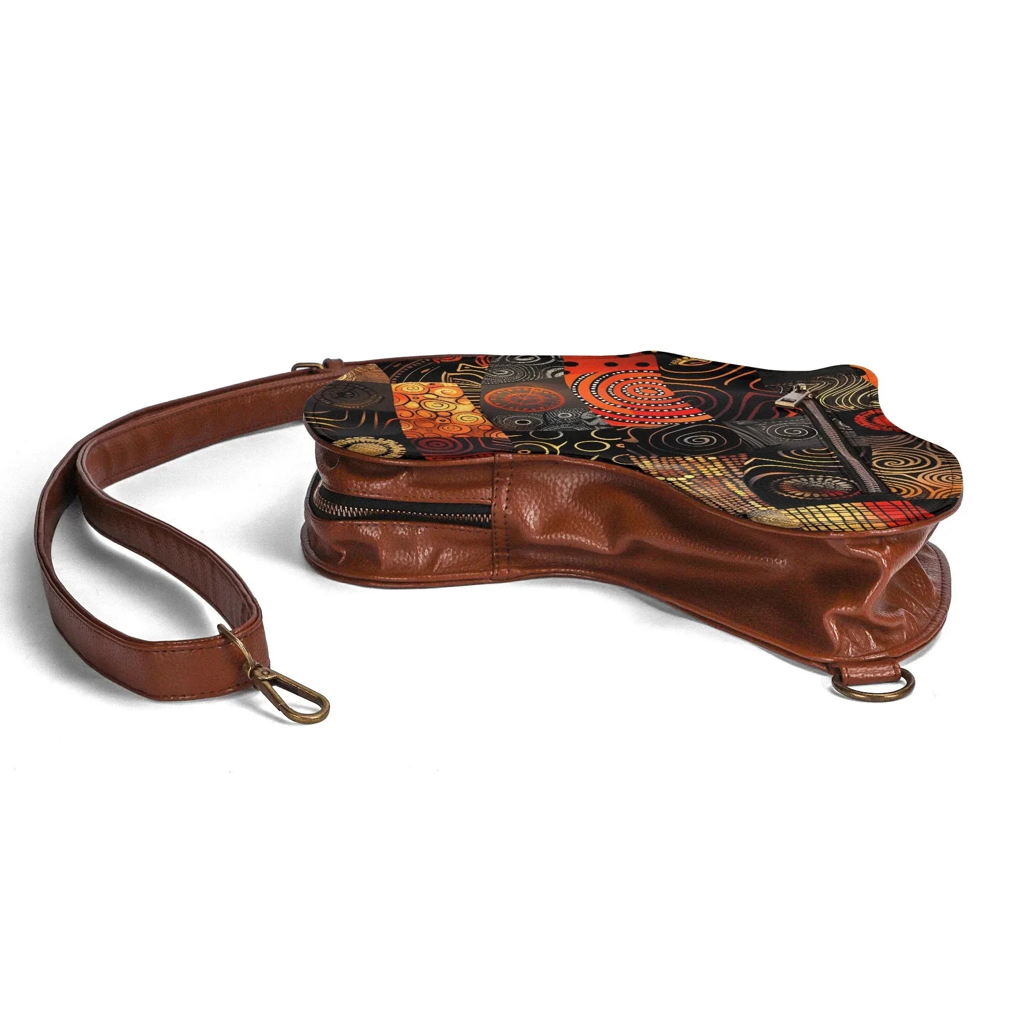 PU Leather Africa Map Bag wax print design - DiwaKi