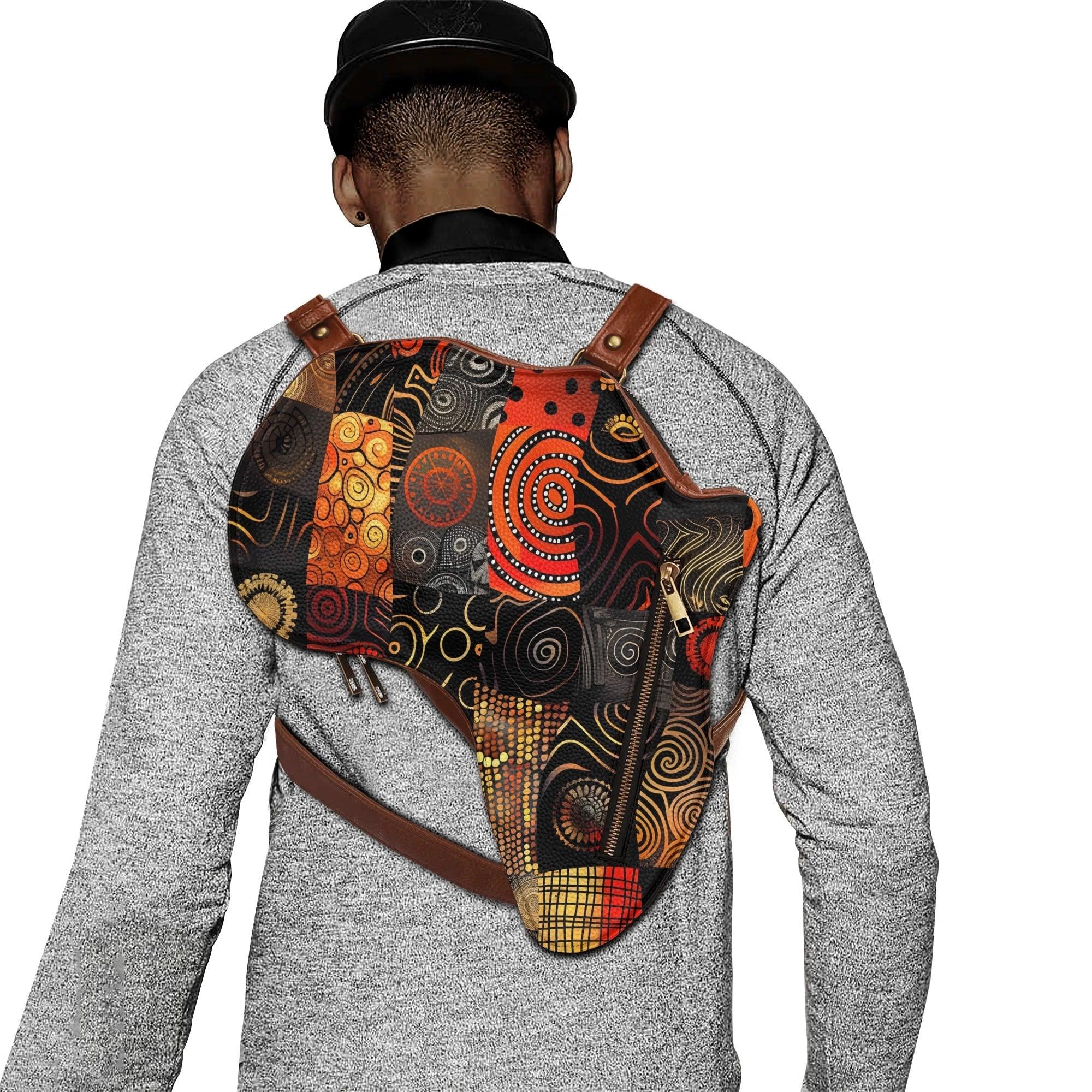 PU Leather Africa Map Bag wax print design - DiwaKi