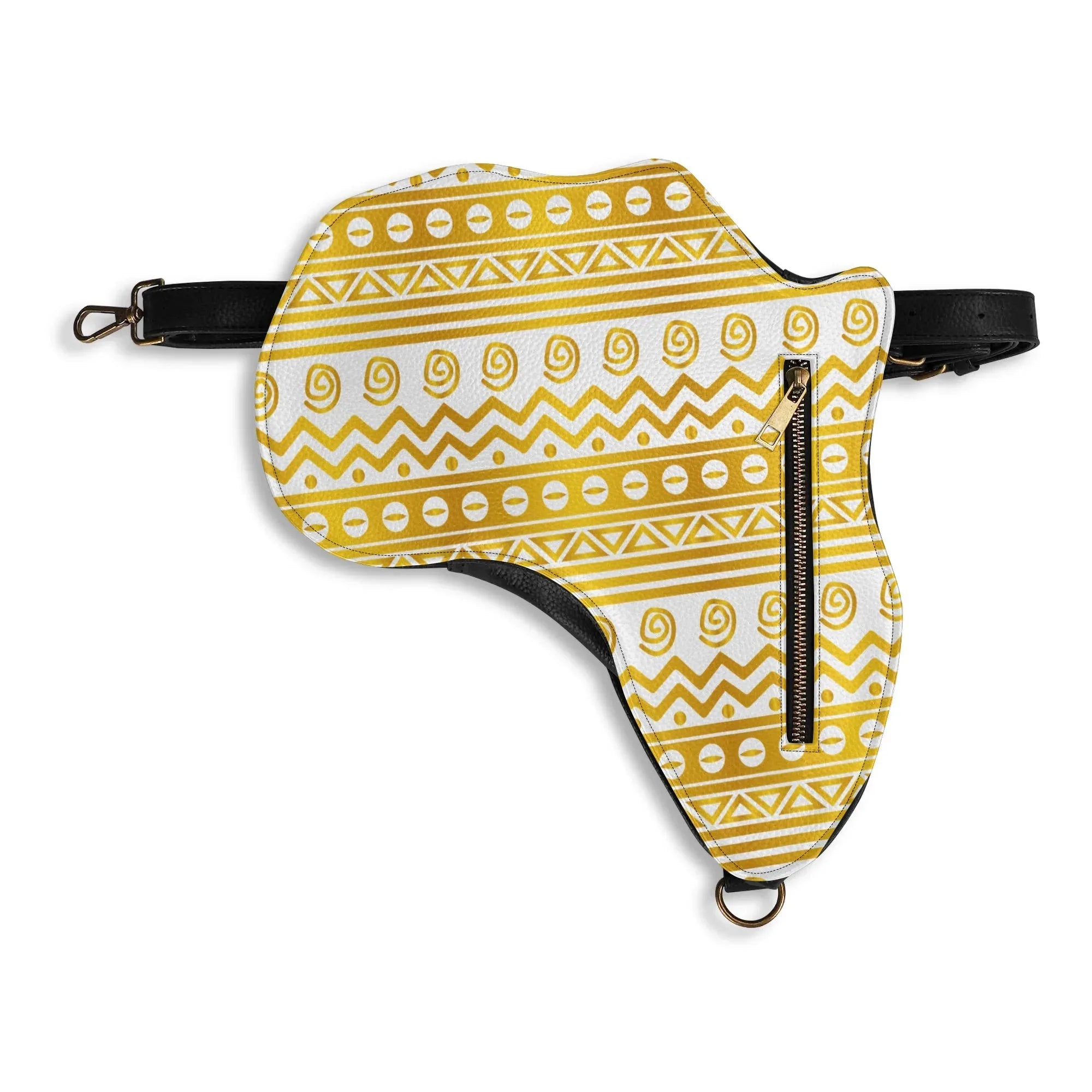 PU Leather Africa Map bogolan gold print Bag - DiwaKi