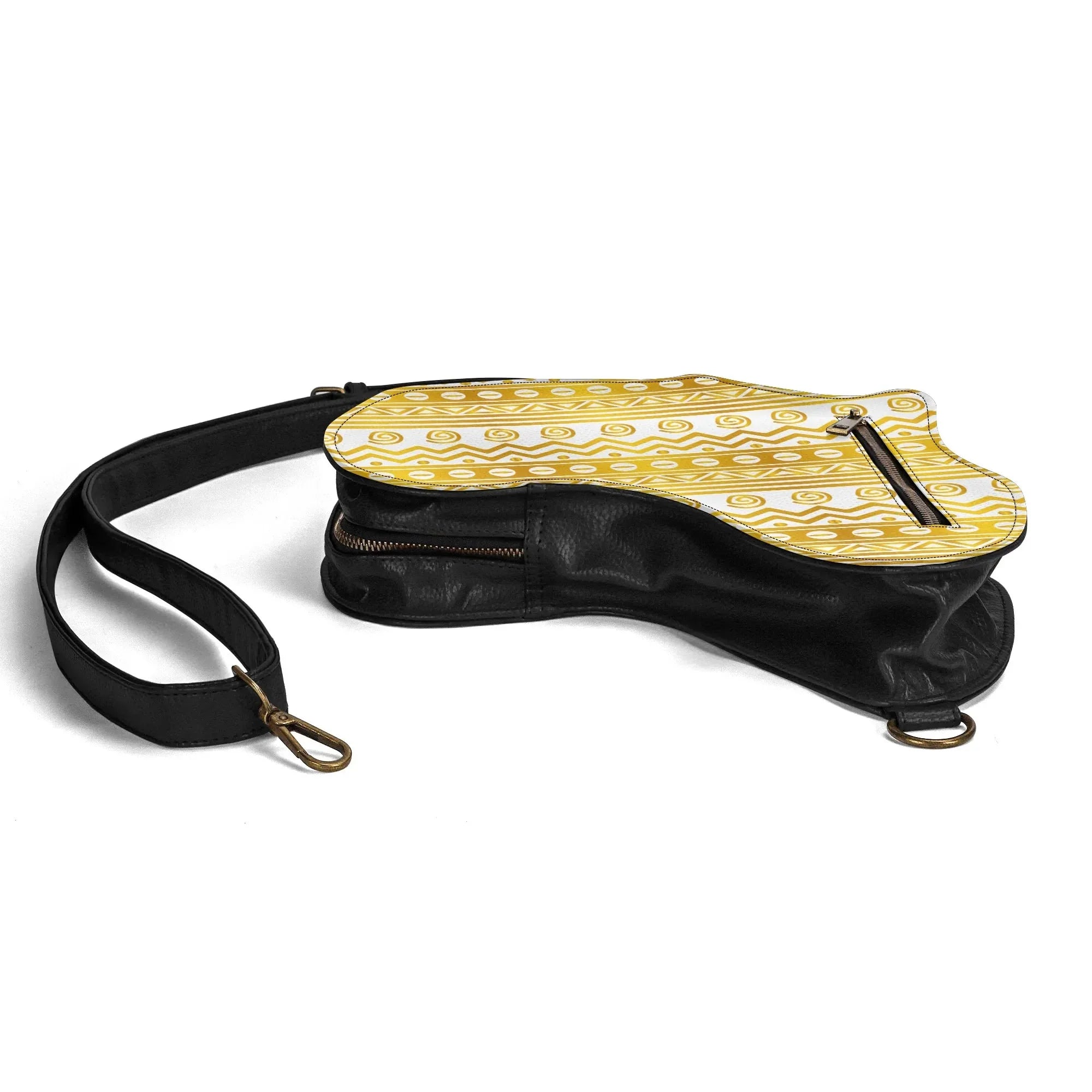 PU Leather Africa Map bogolan gold print Bag - DiwaKi