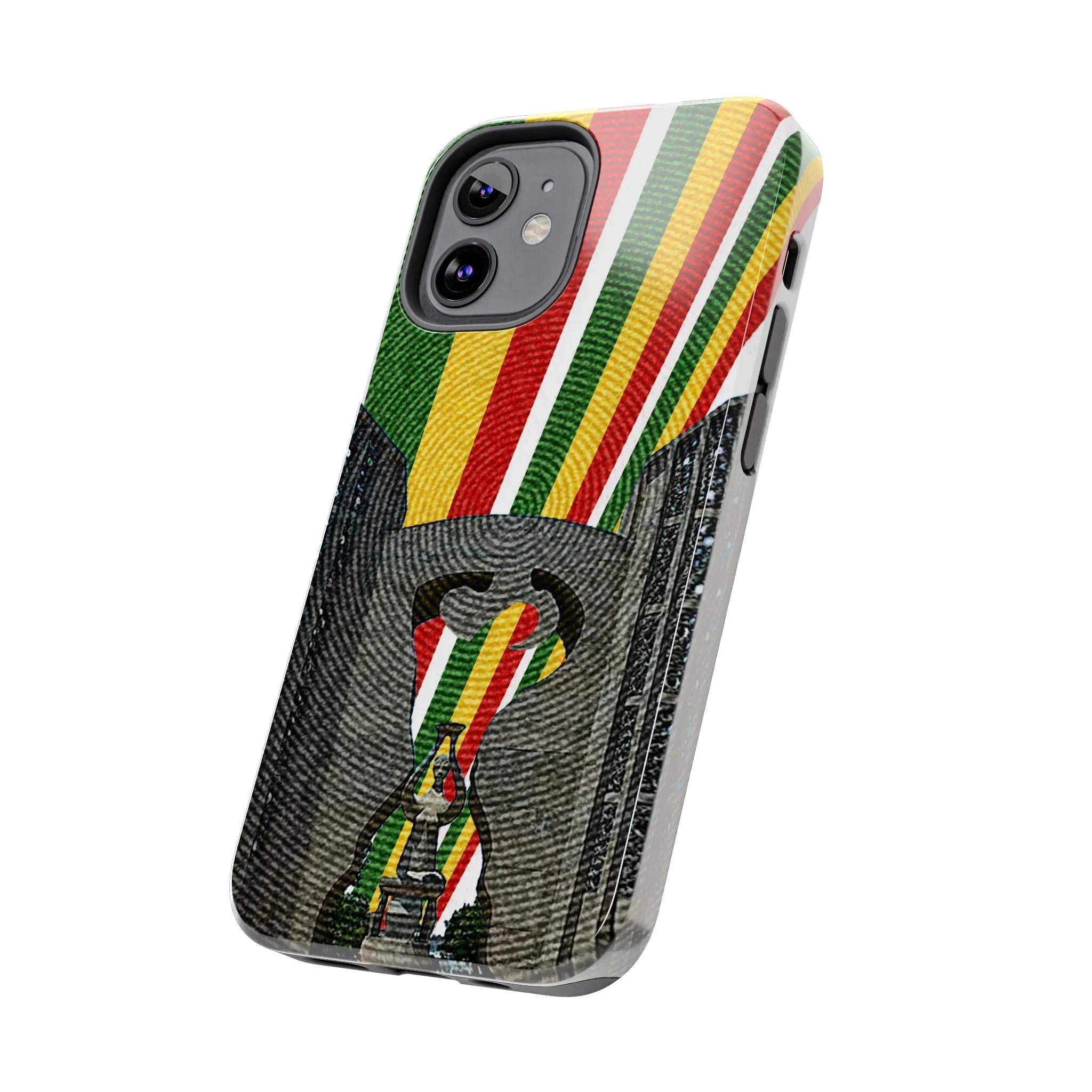 Togo Tough Phone Case — Durable Denim Look with Red Yellow Green Design - DiwaKi