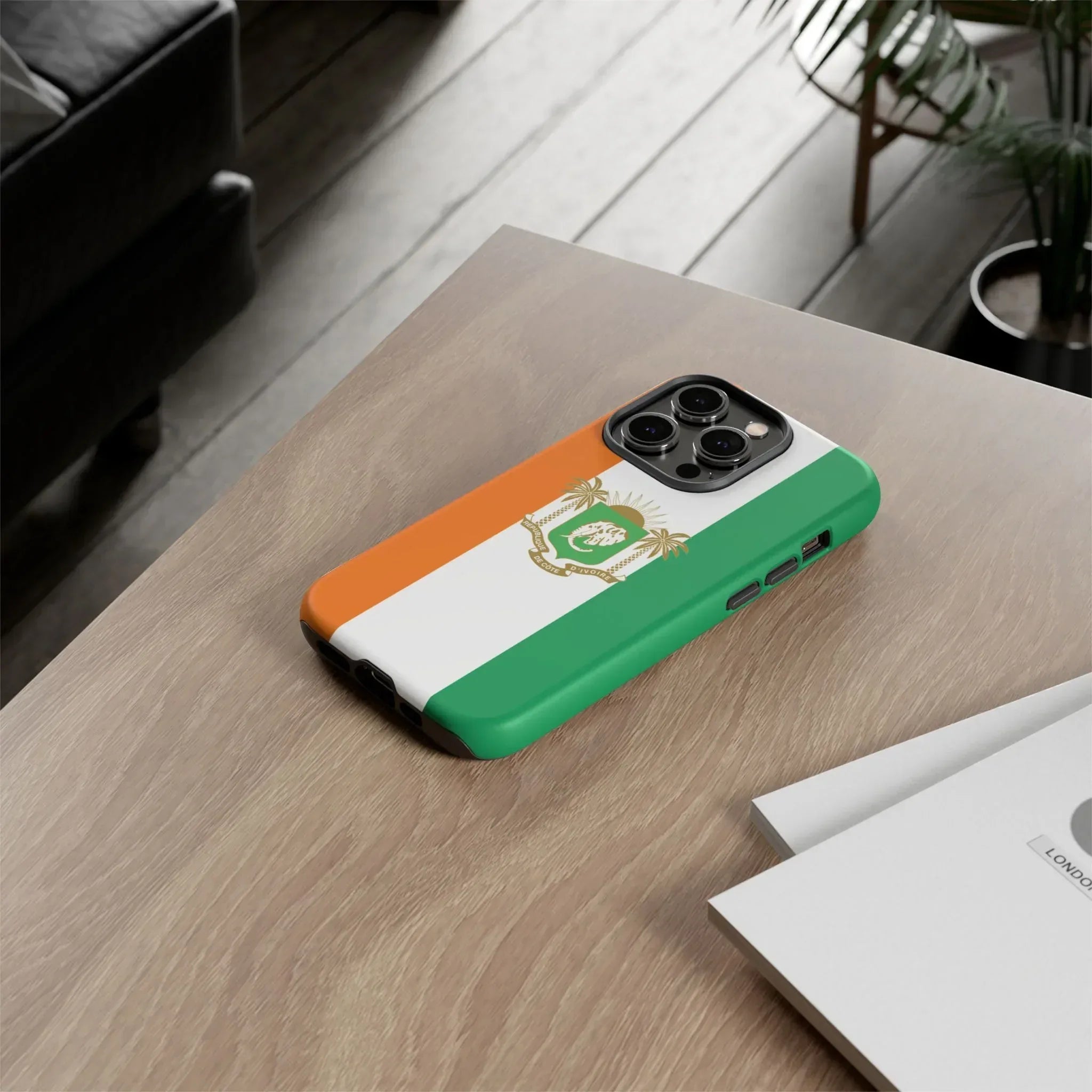 Ivory Coast Flag Tough Phone Case — Orange White Green Shield Crest - DiwaKi