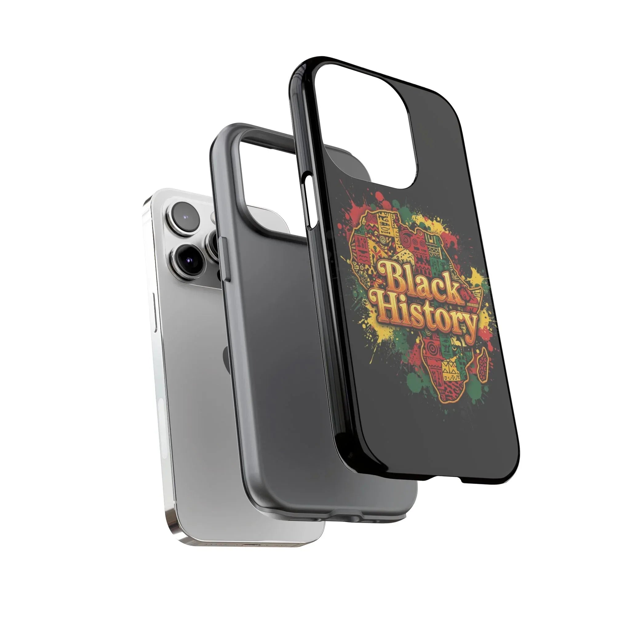 Black History Phone Case — Afrocentric Map Design, Bold Red‑Green‑Gold Splash - DiwaKi