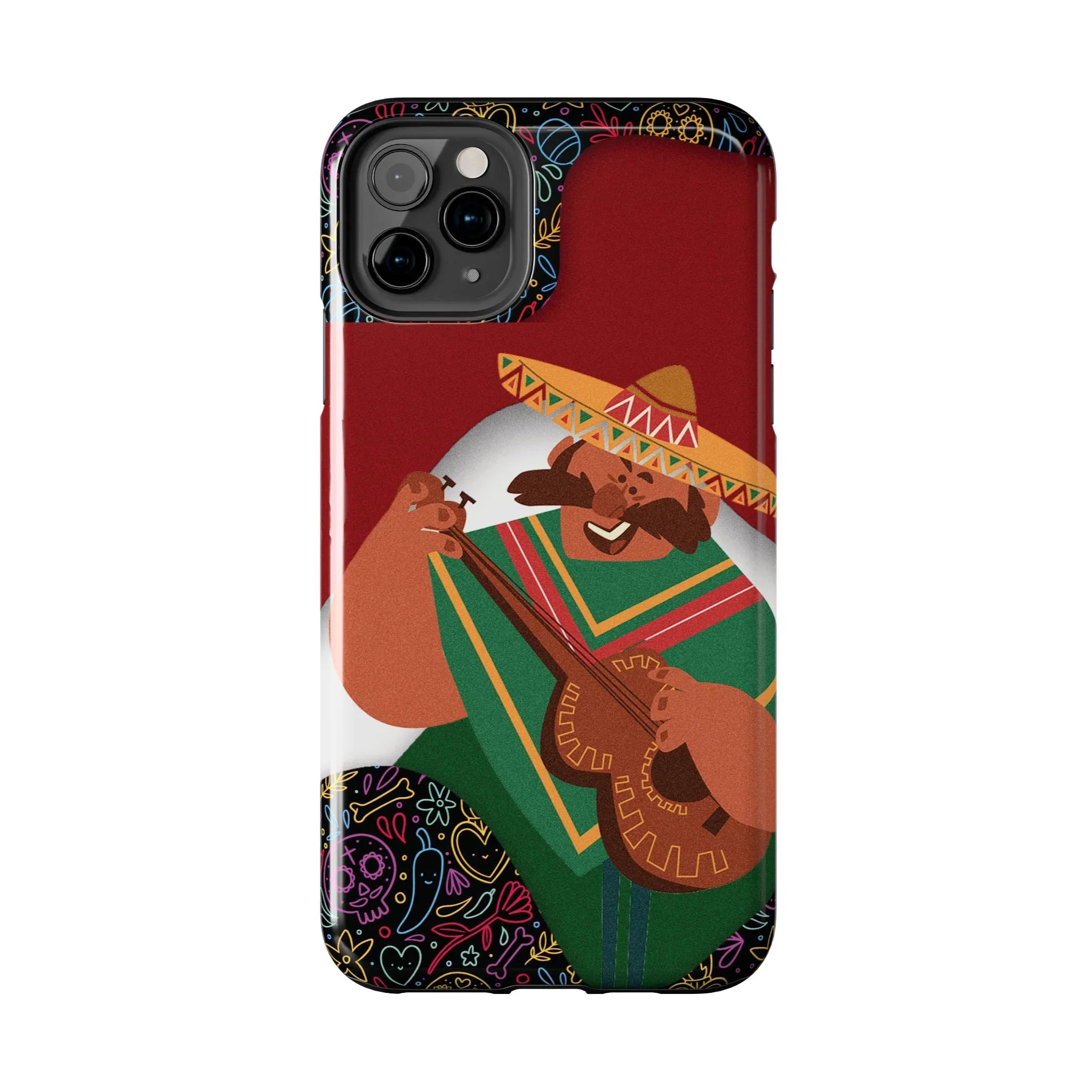 Mexico Mariachi Guitarist Tough Phone Case — Colorful Mexican Folk Art iPhone Cover - DiwaKi