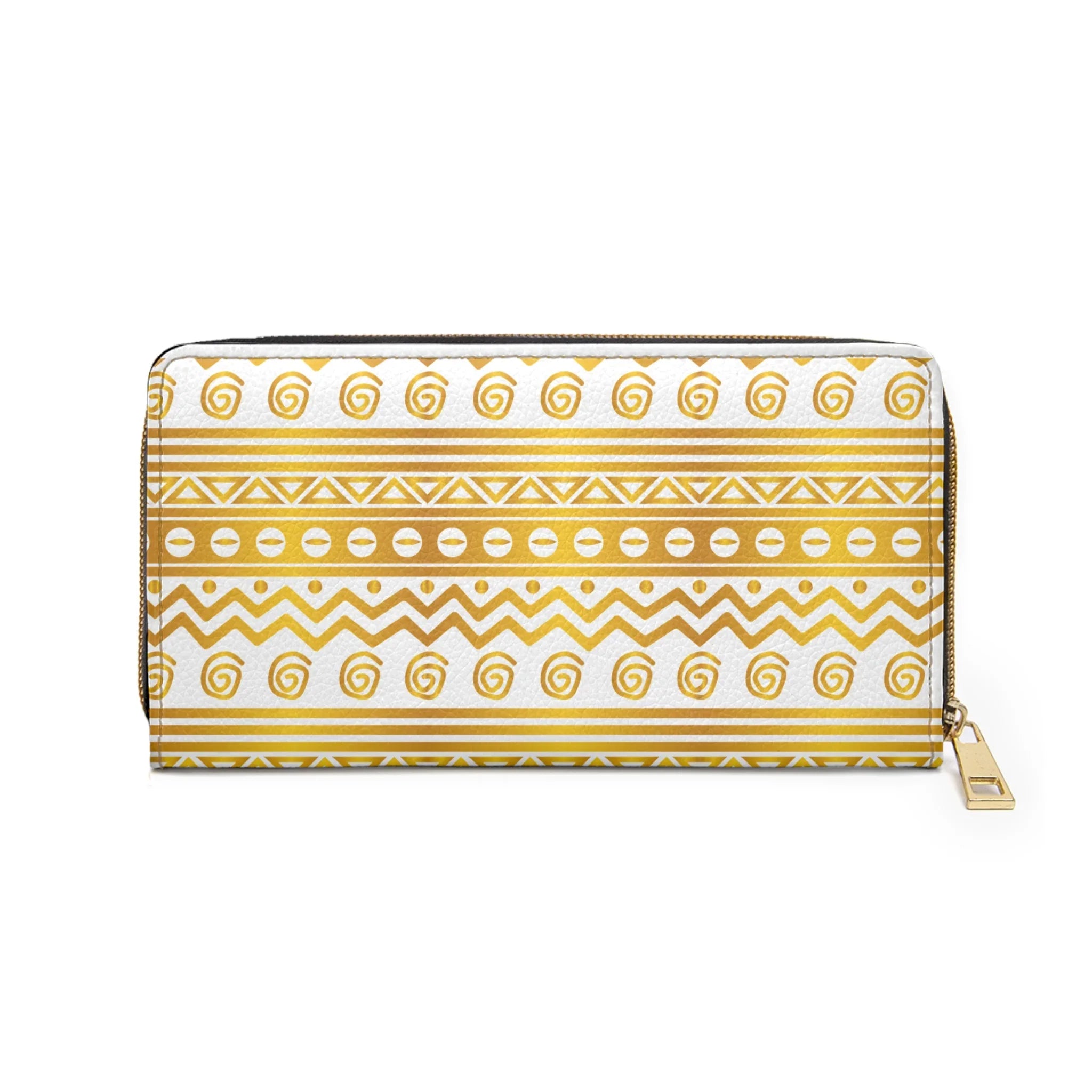 Bogolan mudcloth Gold Pattern Zipper Wallet - DiwaKi