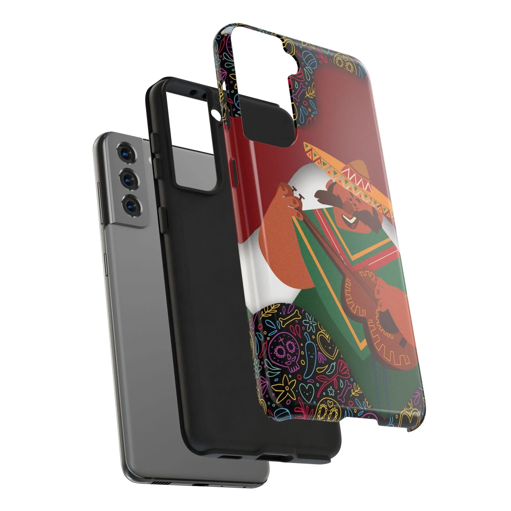 Mexico Mariachi Guitarist Tough Phone Case — Colorful Mexican Folk Art iPhone Cover - DiwaKi