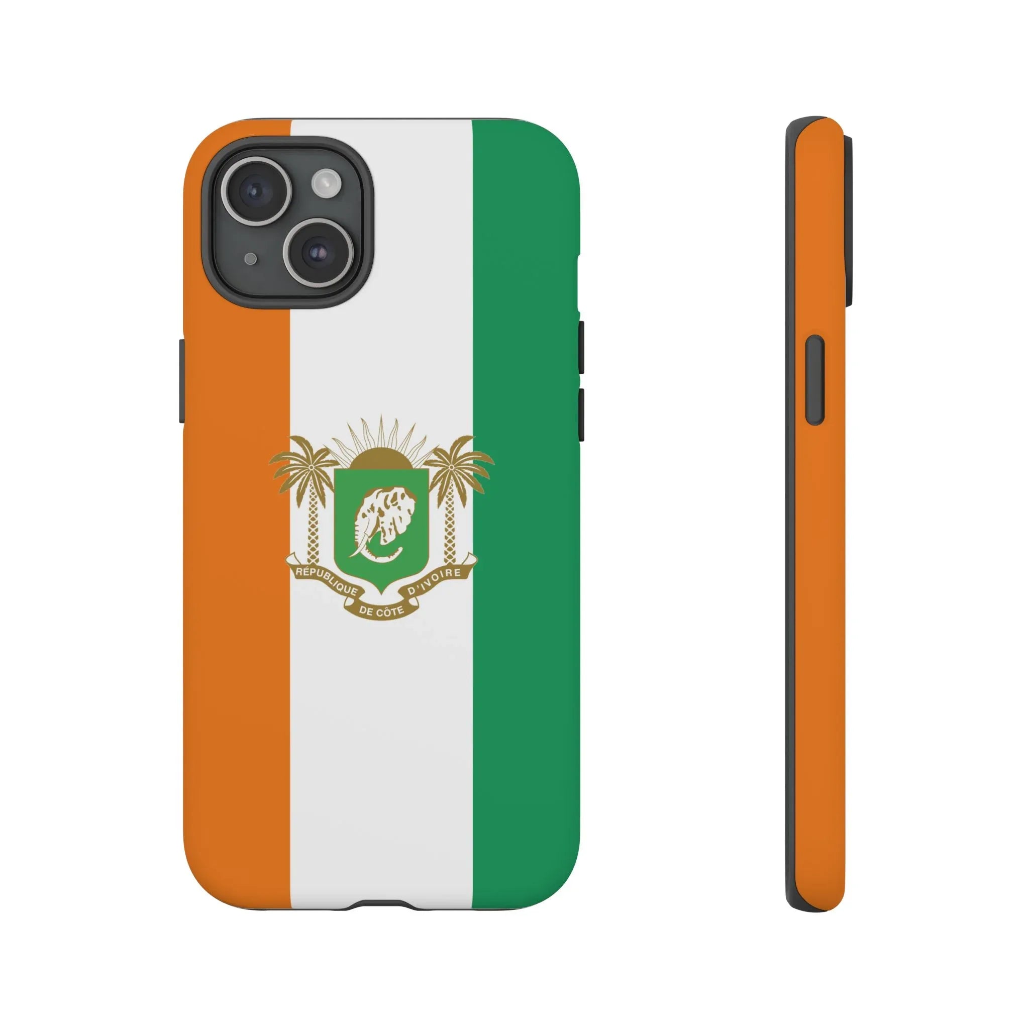 Ivory Coast Flag Tough Phone Case — Orange White Green Shield Crest - DiwaKi