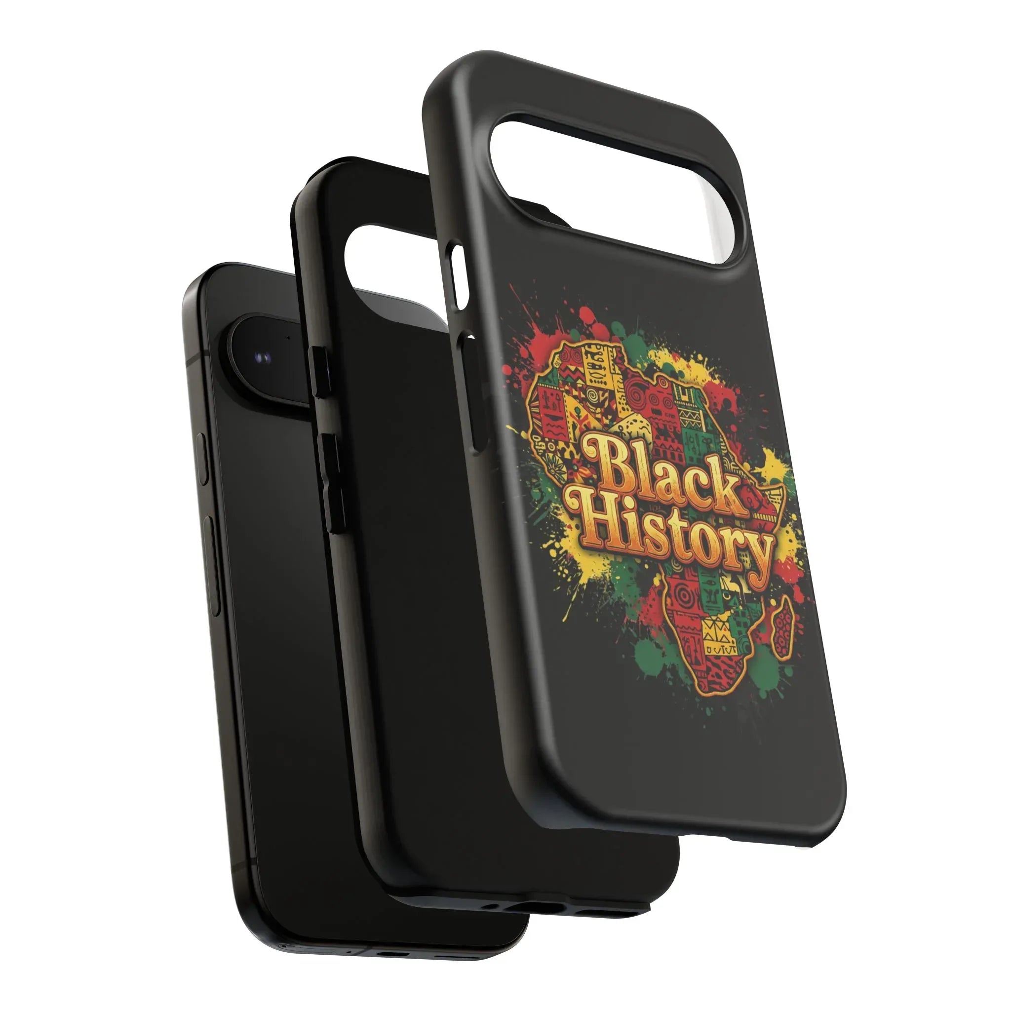 Black History Phone Case — Afrocentric Map Design, Bold Red‑Green‑Gold Splash - DiwaKi