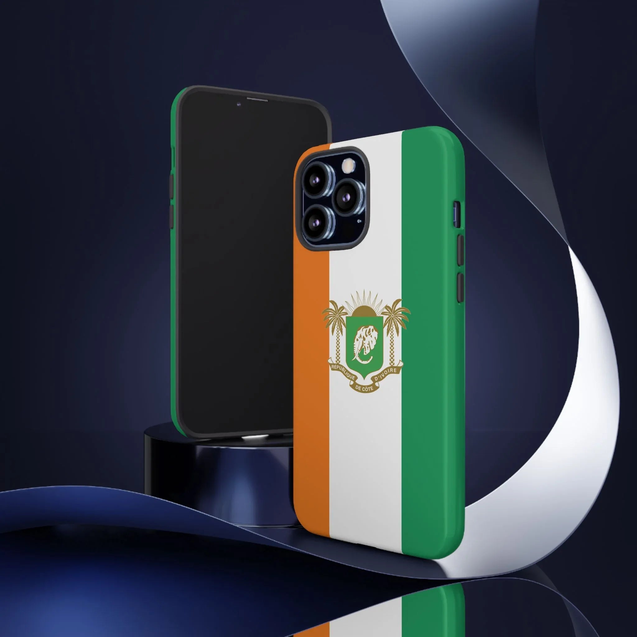 Ivory Coast Flag Tough Phone Case — Orange White Green Shield Crest - DiwaKi